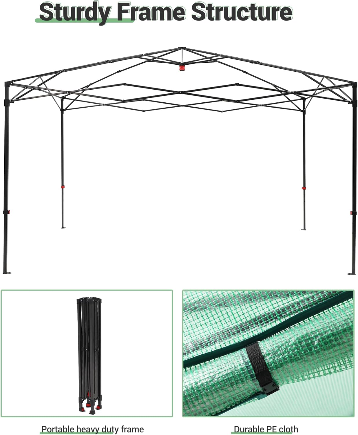 Riedhoff Portable Walk-in Greenhouse, Pop-up , Zippered Doors & Windows, Green