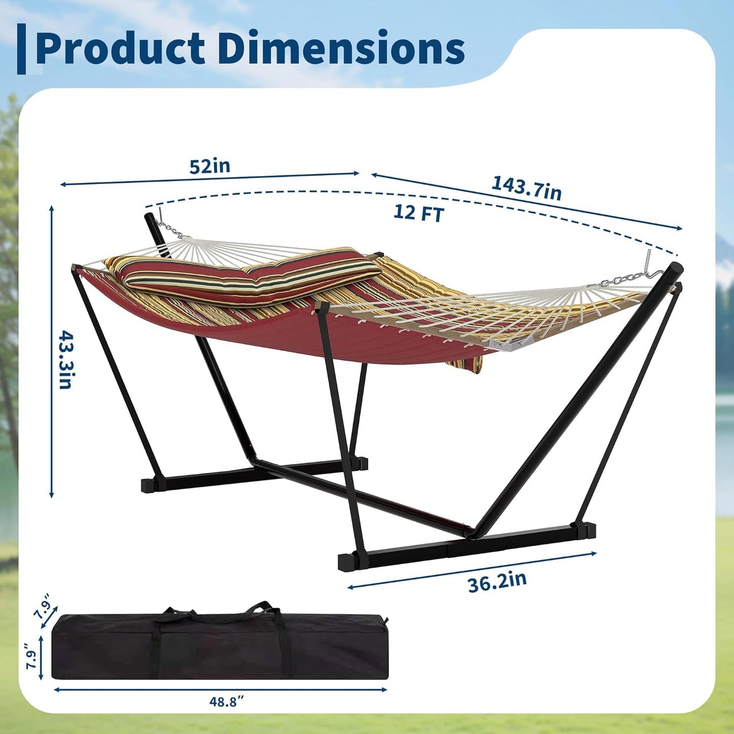 Garvee Double Hammock with Stand, Heavy Duty with Balance Rope