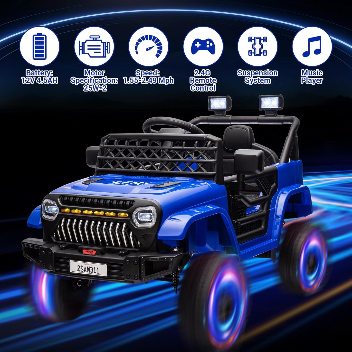 Garvee Kids Ride On Truck Car TR2311 with Remote Controller, LED Lights & Music, Age 3+