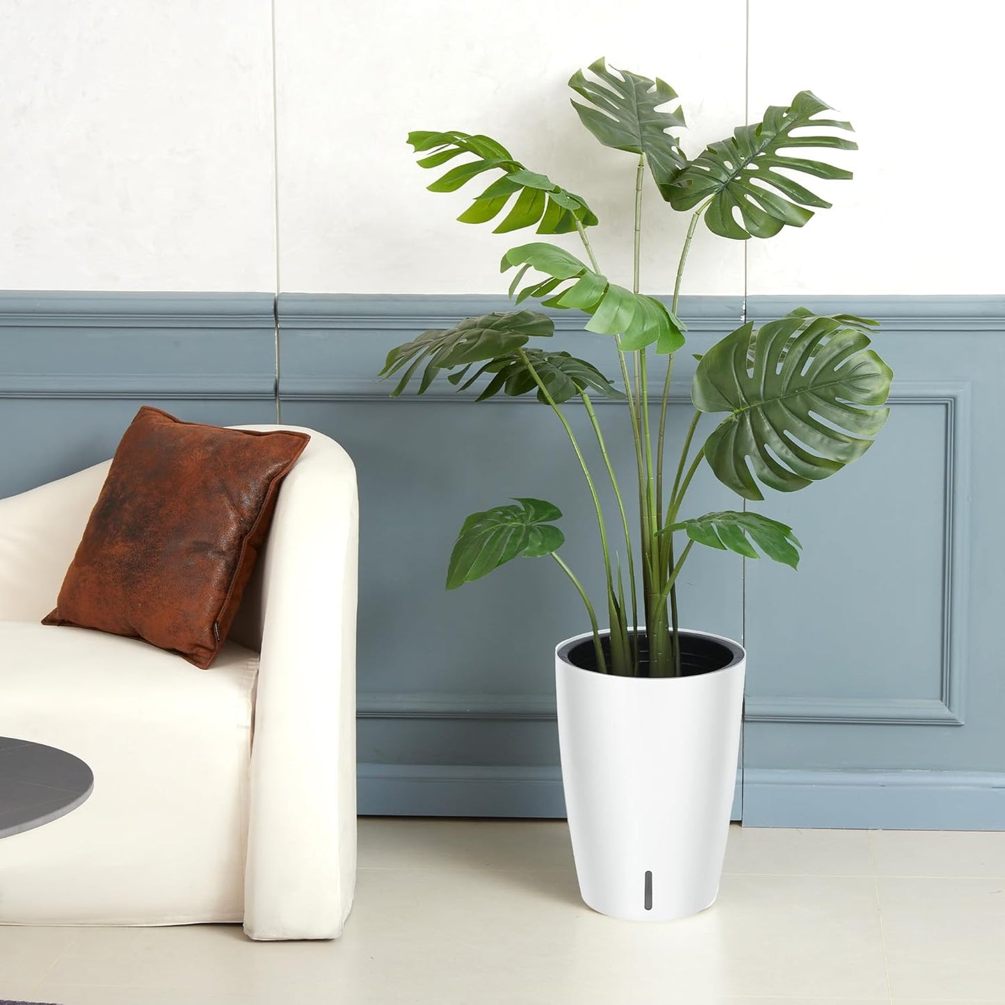 Riedhoff 15.7" Tall Round Planter Pots, Built-In Drainage, Self-Watering, 2 Count