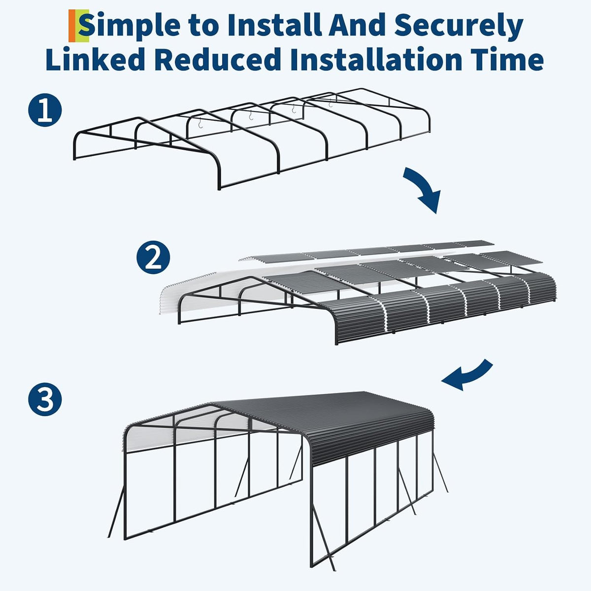 Riedhoff Metal Carport, Heavy Duty, Gray