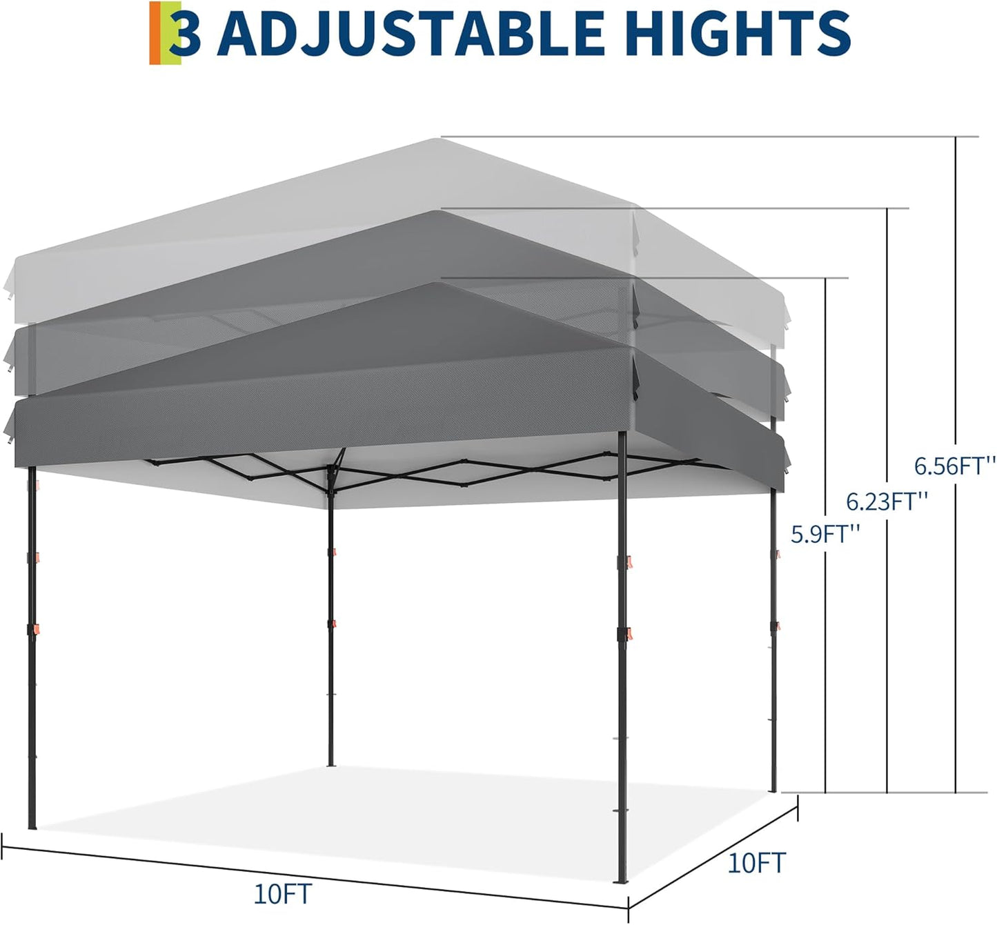 Garvee 10 x 10 Ft Pop-up Canopy, One Button Push Setup, Heavy Duty, Portable Roller Bag