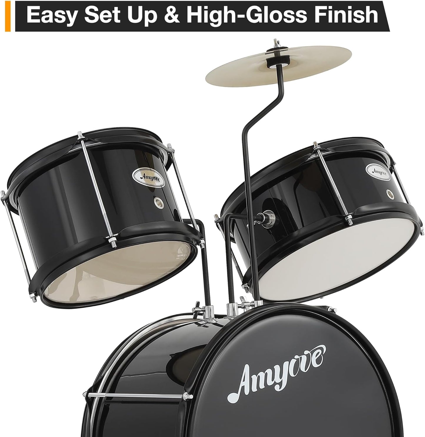 Garvee 3 Piece Beginner Drum Set for Kids Juniors, with Drum Sticks & Drum Throne Seat