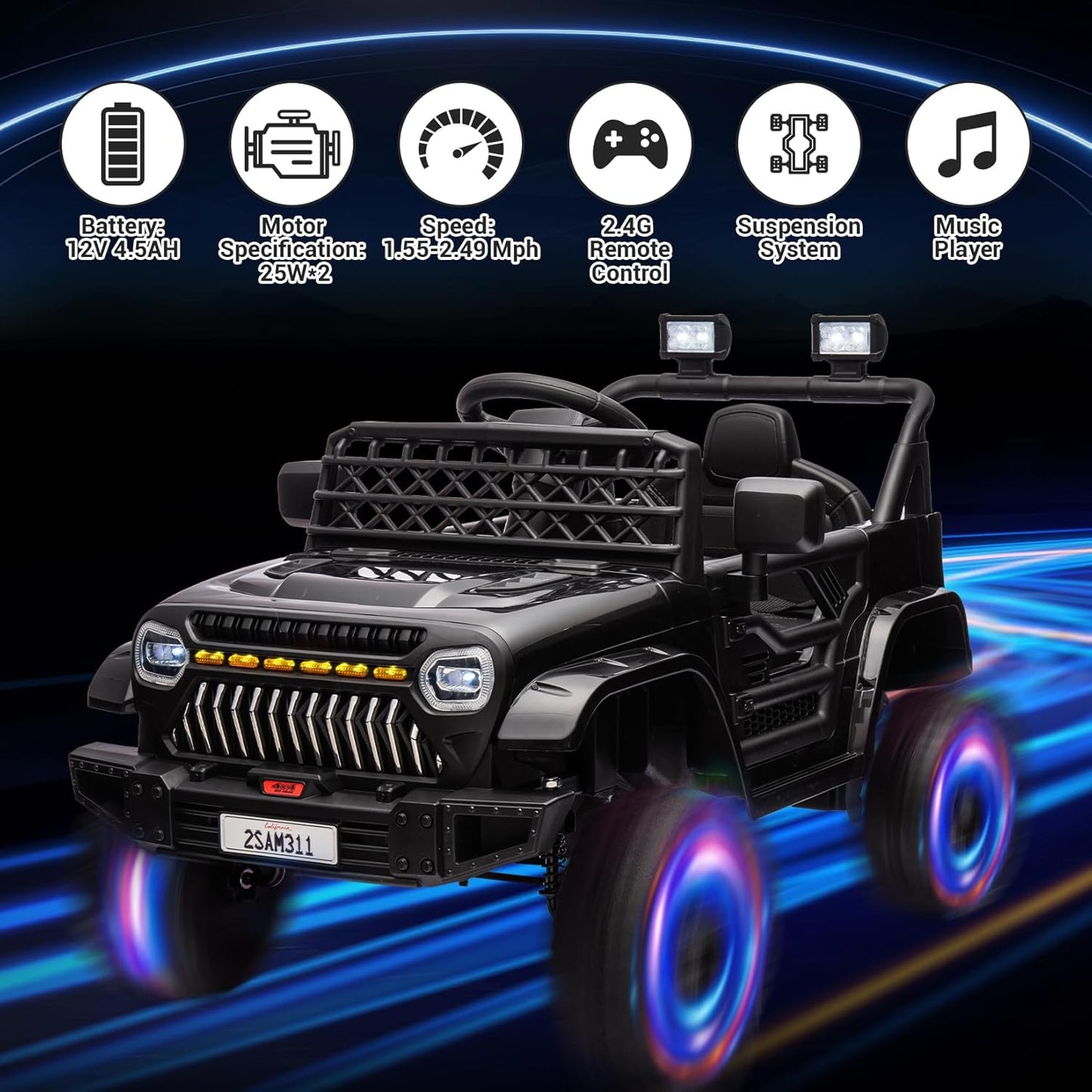 Garvee Kids Ride On Truck Car TR2311 with Remote Controller, LED Lights & Music, Age 3+