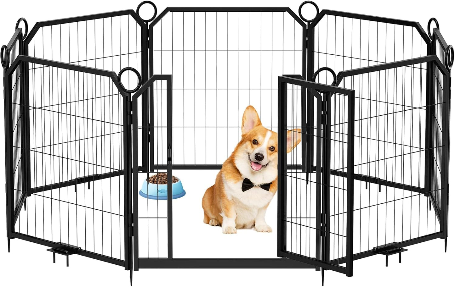 Garvee Metal Dog Playpen, Gate Included, Black