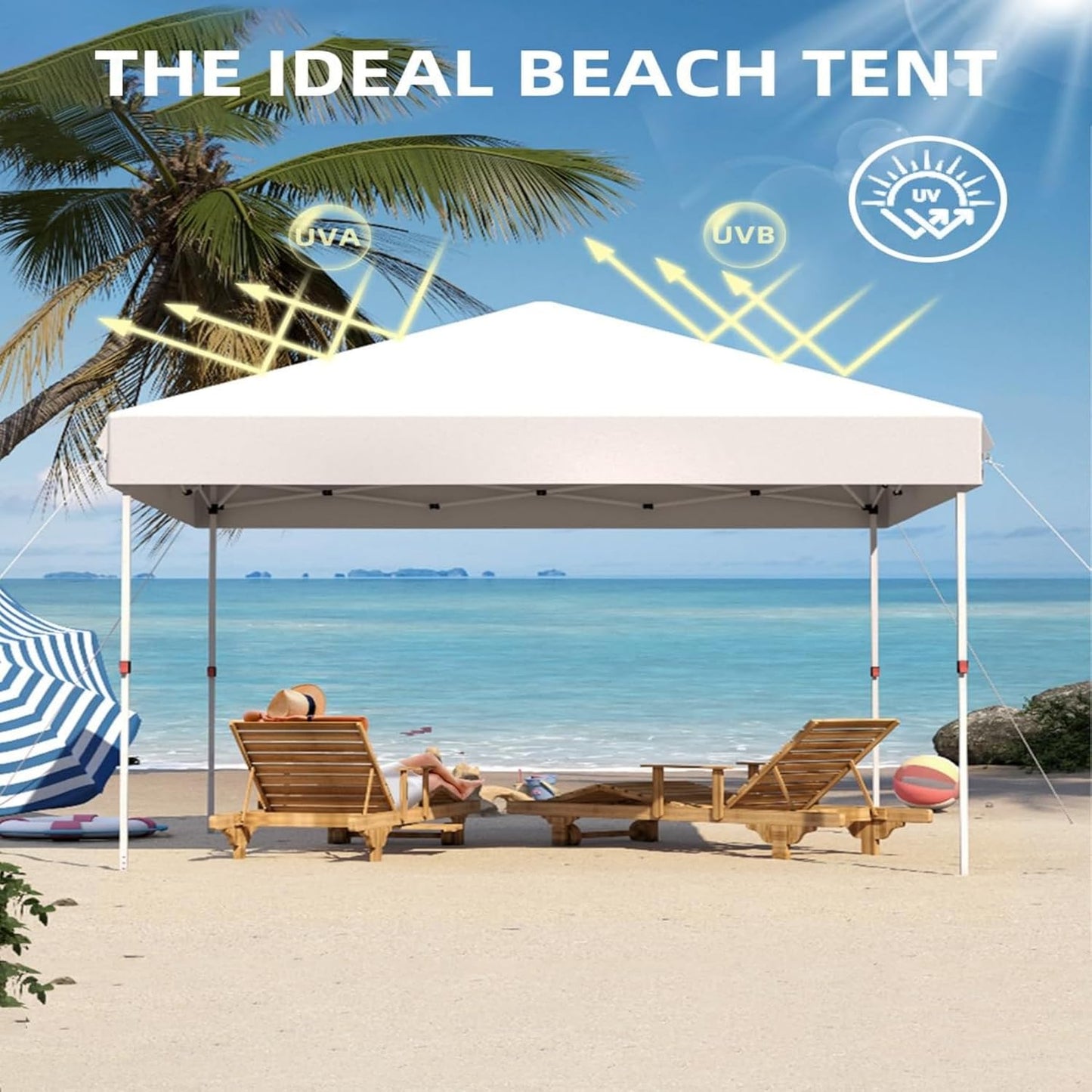 Garvee 10 x 10 Ft Pop-up Canopy, One Button Push Setup, Heavy Duty, Portable Roller Bag