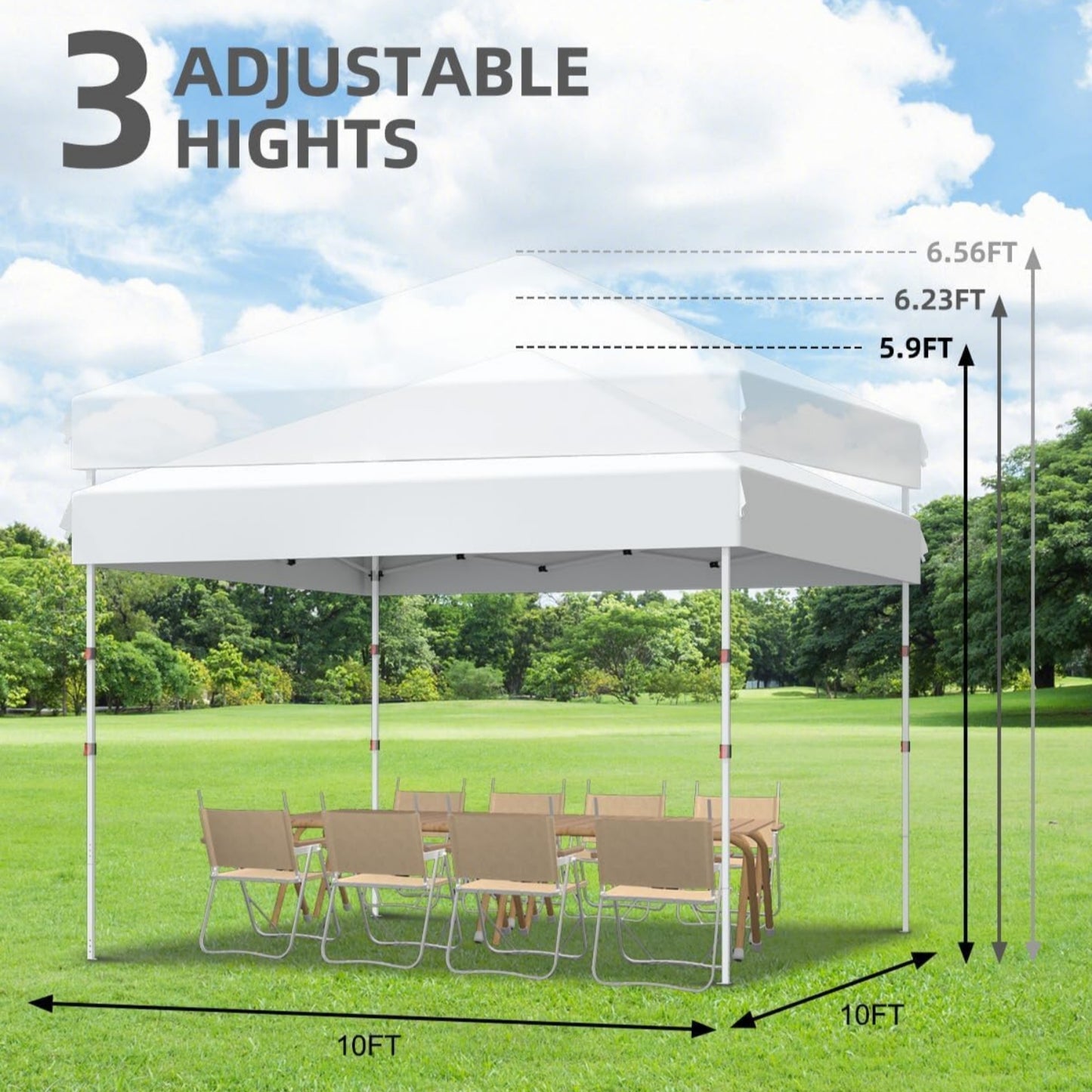 Garvee 10 x 10 Ft Pop-up Canopy, One Button Push Setup, Heavy Duty, Portable Roller Bag