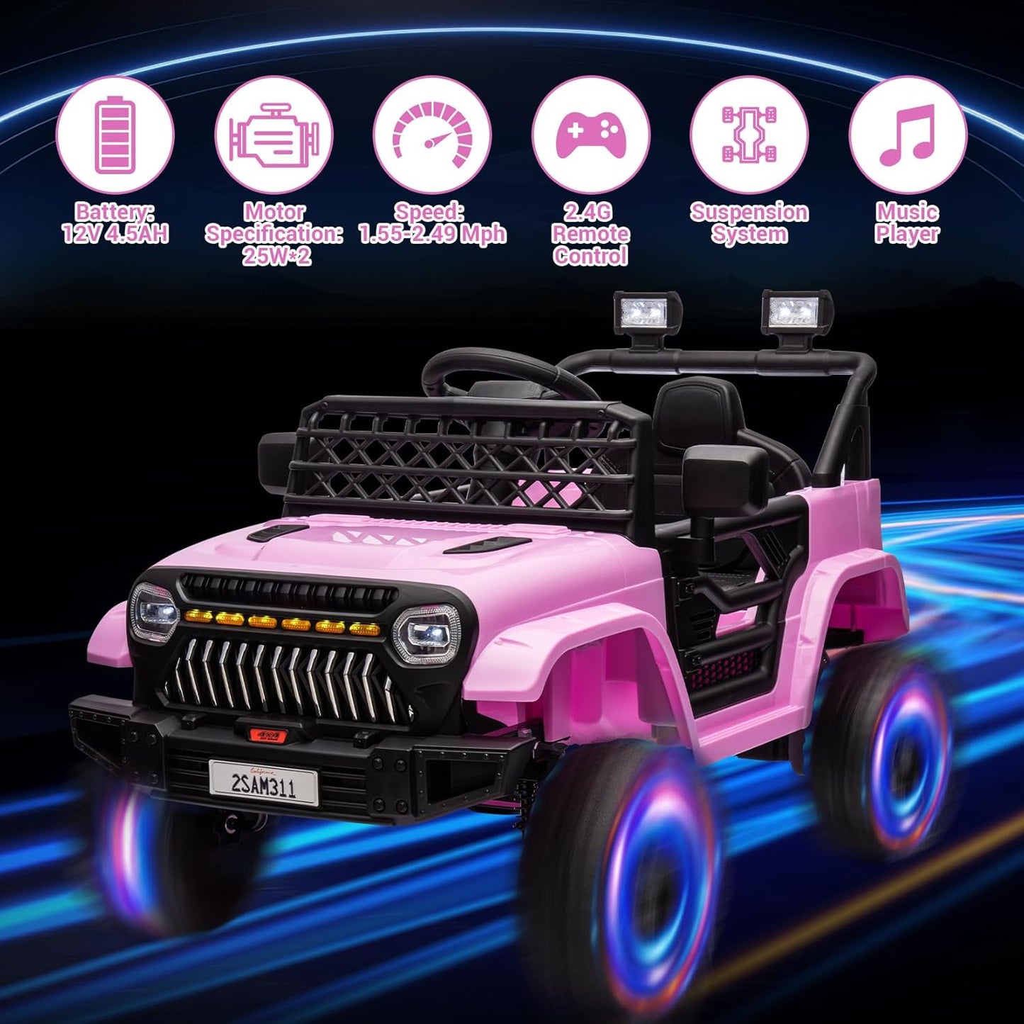 Garvee Kids Ride On Truck Car TR2311 with Remote Controller, LED Lights & Music, Age 3+