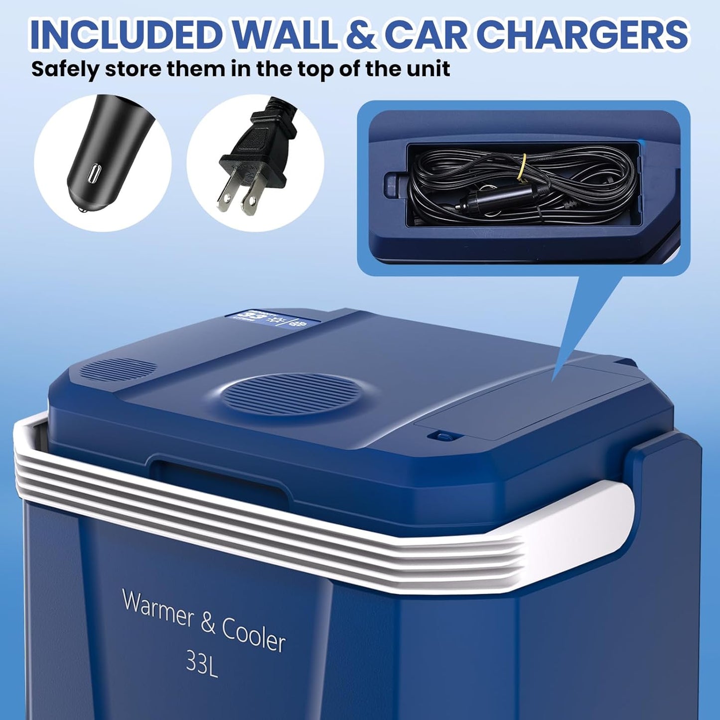 Riedhoff Car Refrigerator, Cooler & Warmer 35 Quart/33 L, 12V/110V AC Plug in
