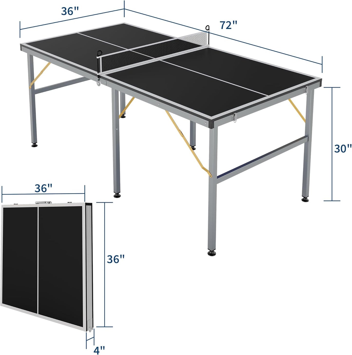 Riedhoff Portable Table Tennis Table, Ultra-Compact Design with Net, 2 Paddles & 3 Balls