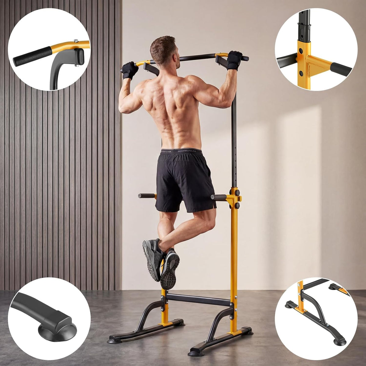 Riedhoff Power Tower Workout Station, Adjustable Pull Up Bar with Dip Bars, 10 Height Levels