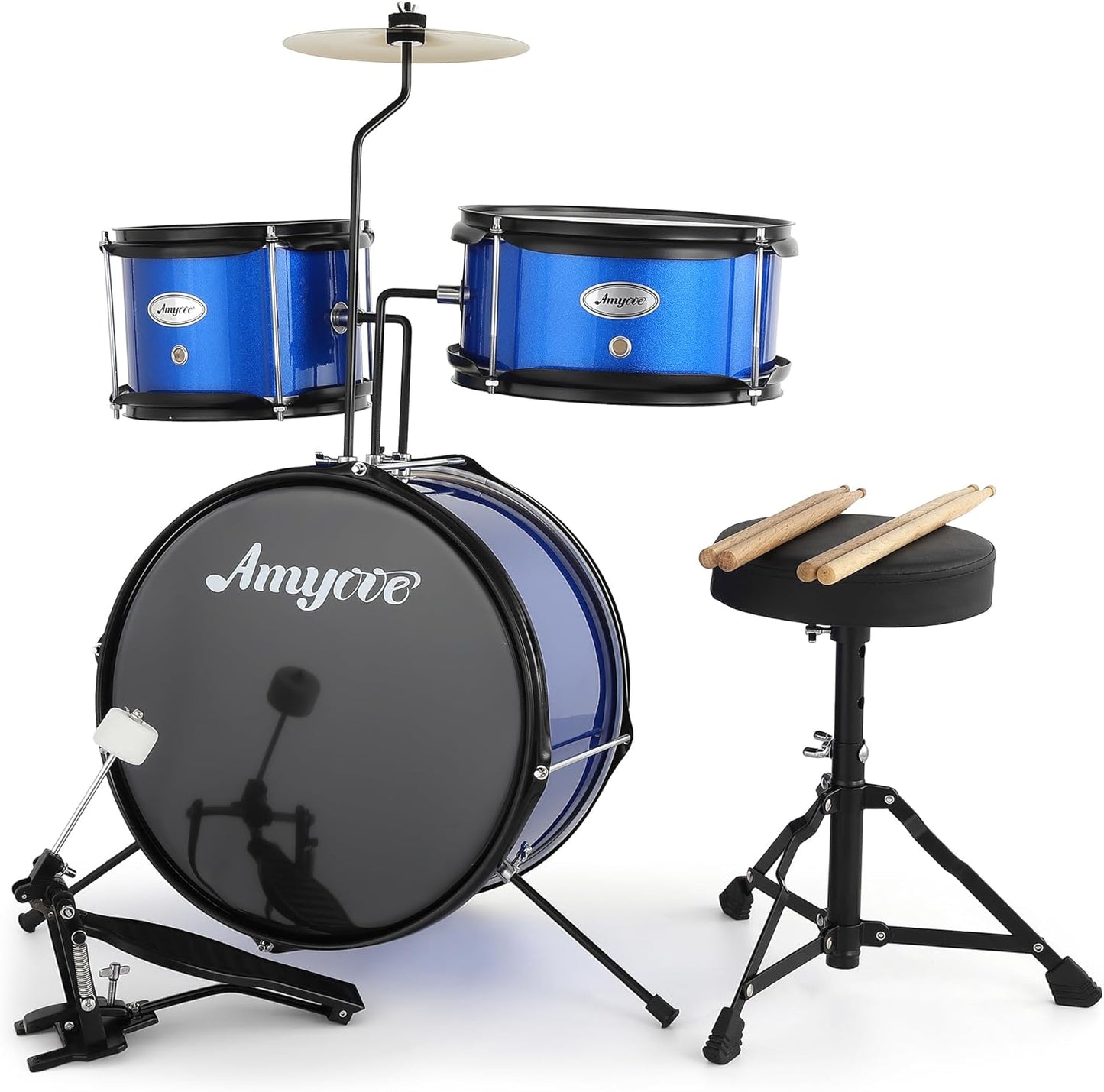 Garvee 3 Piece Beginner Drum Set for Kids Juniors, with Drum Sticks & Drum Throne Seat
