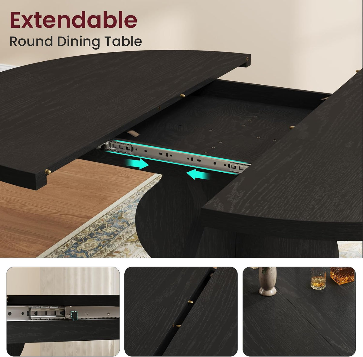 Riedhoff 47" to 63" Farmhouse Extendable Dining Table for 4-8