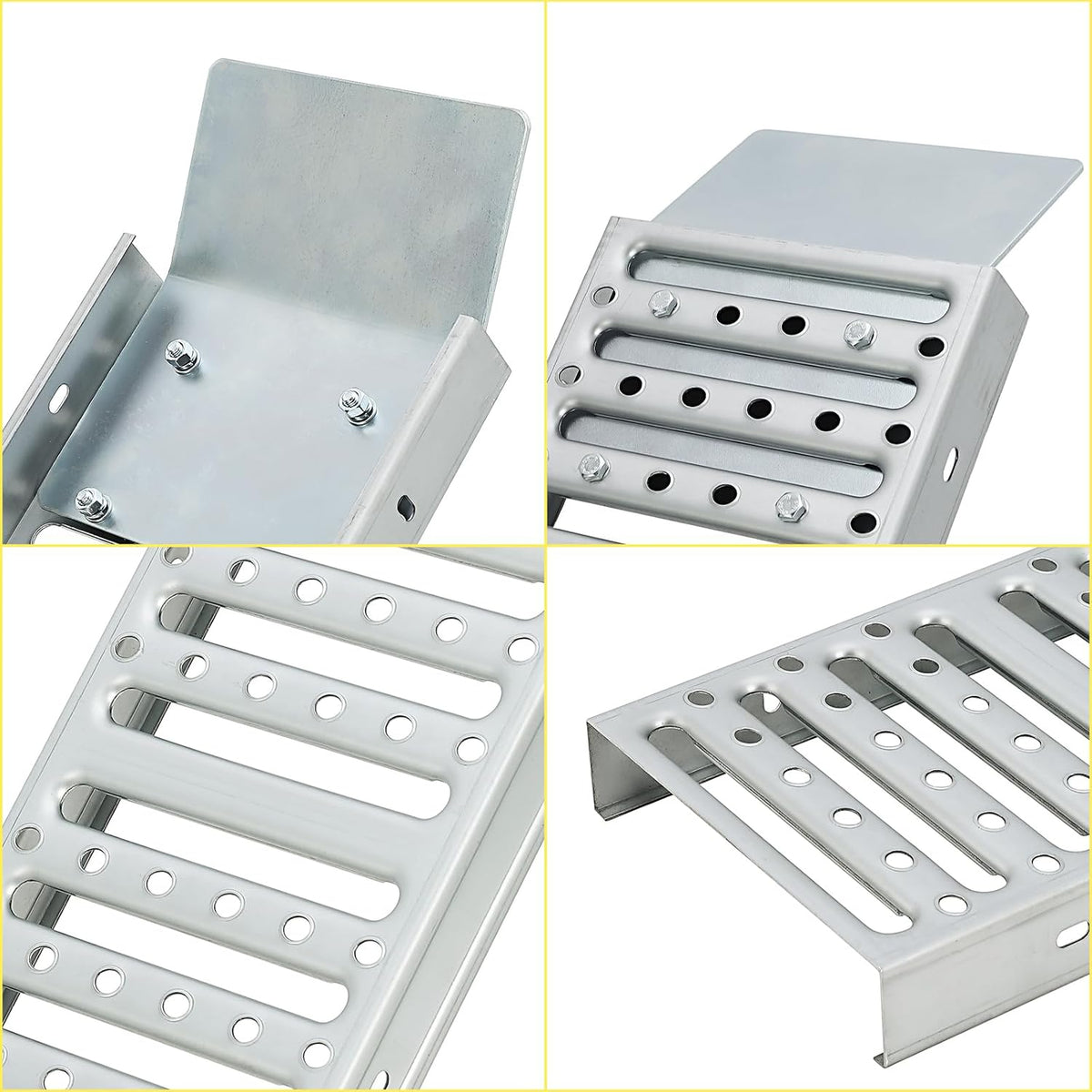 Riedhoff ATV Metal Ramp Set of 2, 72 inch x 9 inch, Max Capacity 1000 lbs, Silver