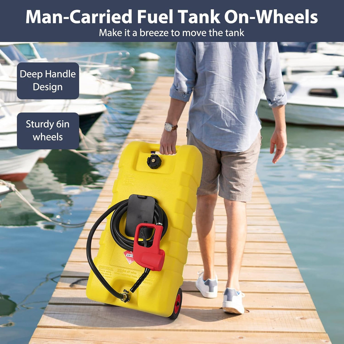 Riedhoff 15.06 Gallon Portable Gas Can, Fluid Transfer Siphon Pump & 10' Delivery Hose