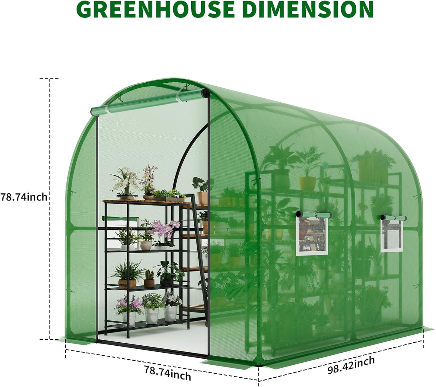 Garvee Portable Walk-in Greenhouse 98.42 x 78.74 x 78.74", Upgraded Heavy Duty Frame