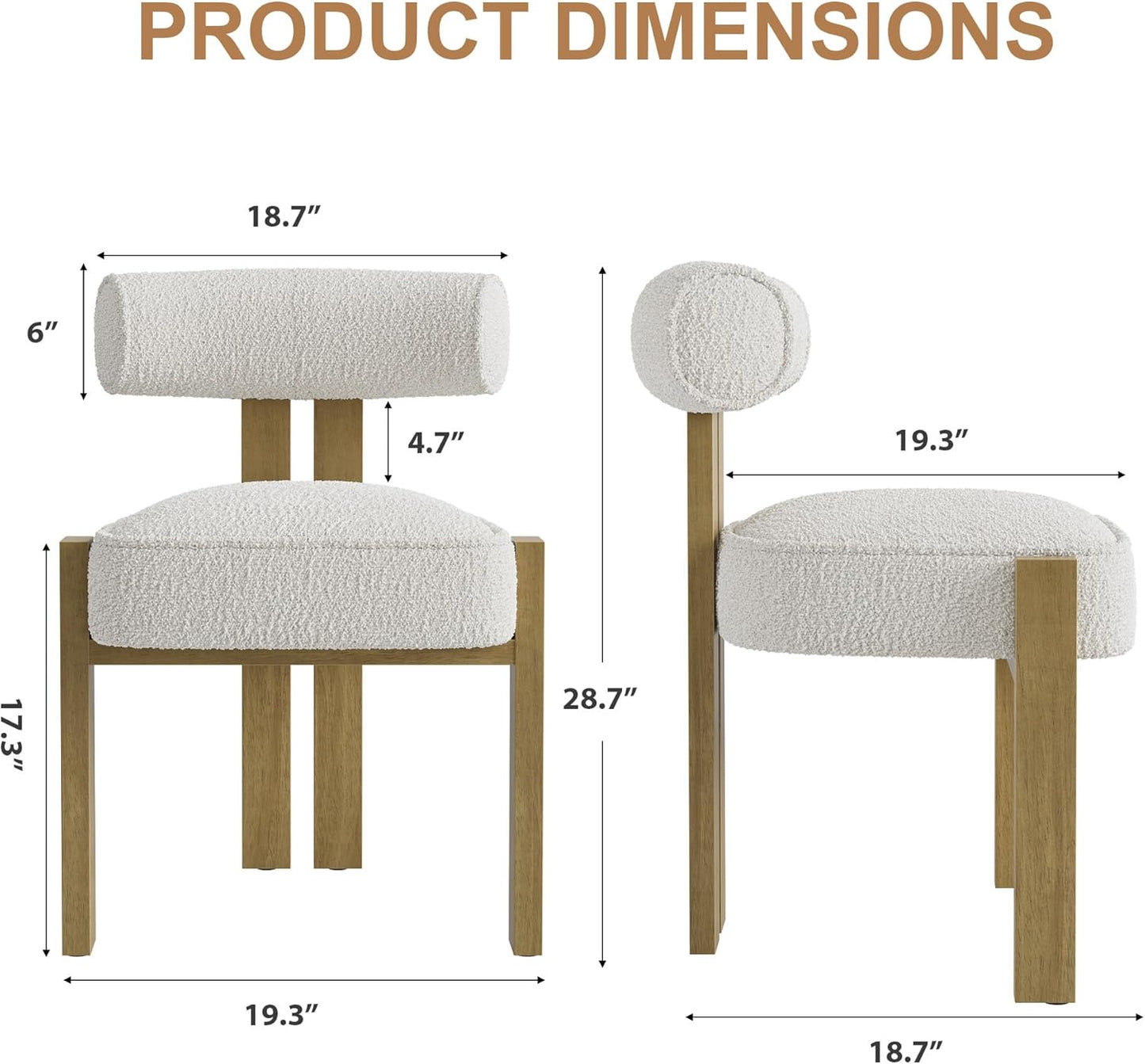 Garvee Upholstered Dining Chair 19.3 x 18.7 x 28.7", Ergonomic Curved Back Support