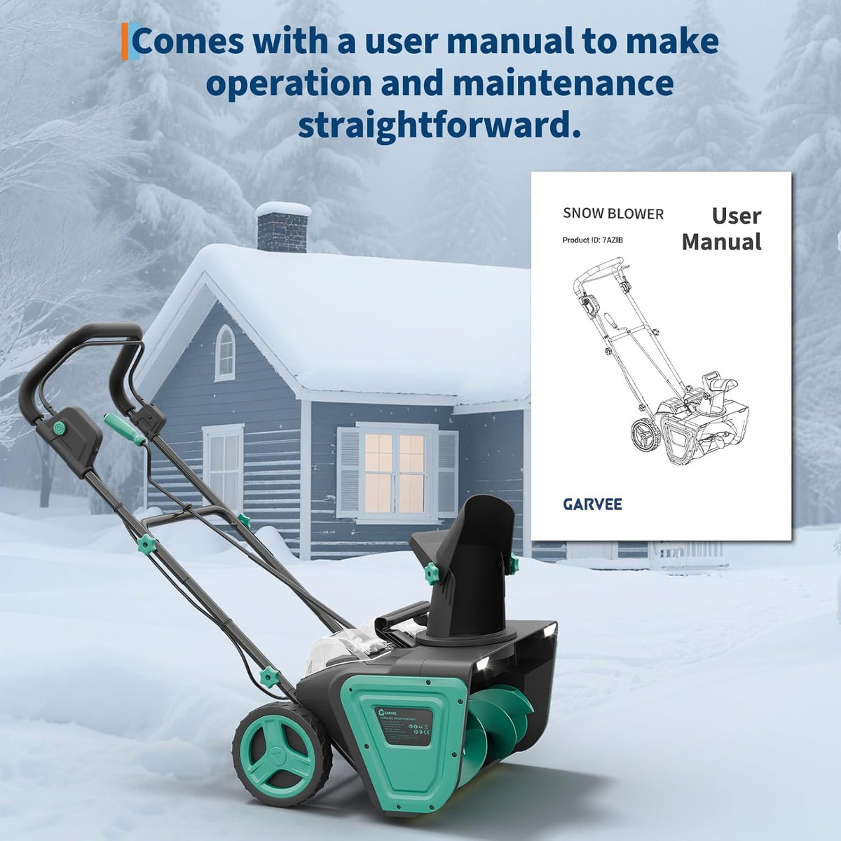Riedhoff Electric Snow Blower, 20" Clearing Path, 40V 4 Ah Battery, 25 ft Throwing Distance