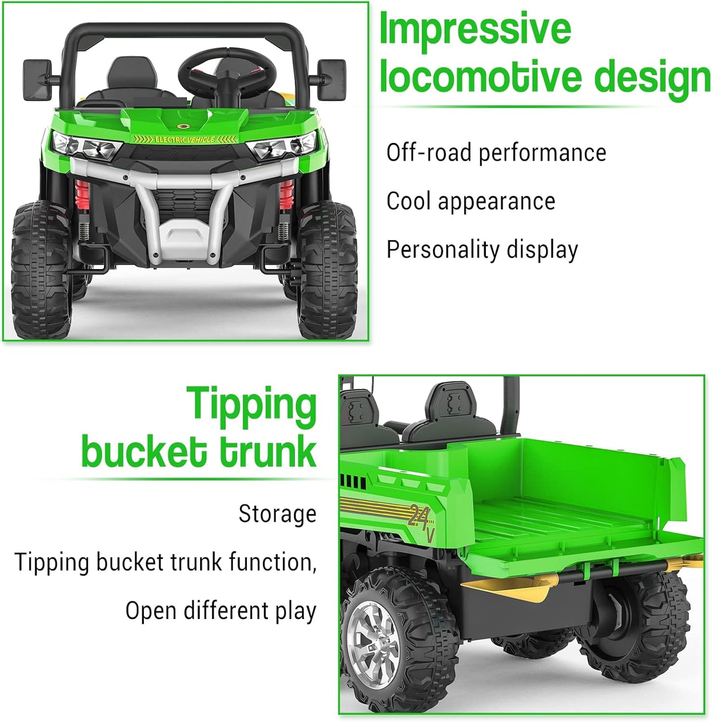 Garvee 24V Ride On Dump Truck for Kids, 4 x 75W Motors