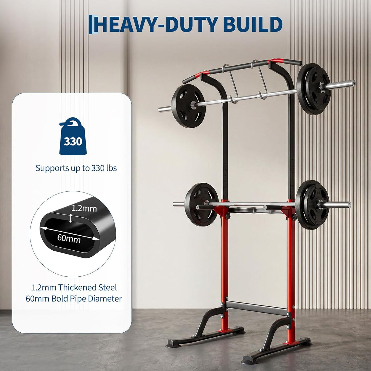 Riedhoff Power Tower Workout Station, Adjustable Pull Up Bar with Dip Bars, 10 Height Levels