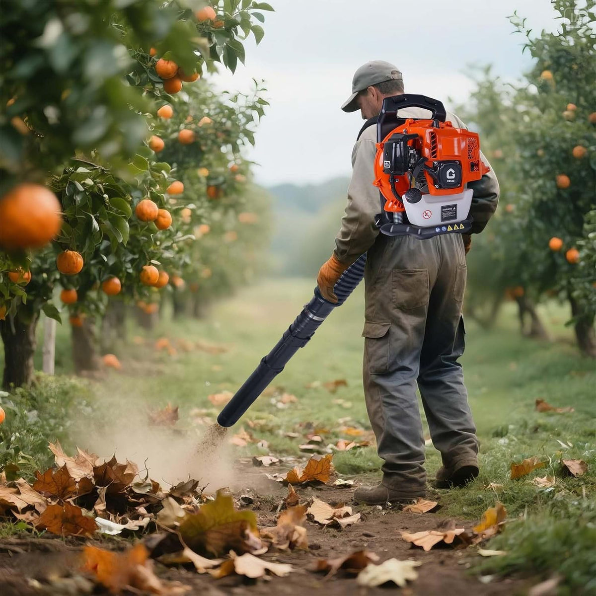 Riedhoff Gas Leaf Blower with Backpack, 43 CC, 2.2 HP, 780 CFM, 270 mph, Orange
