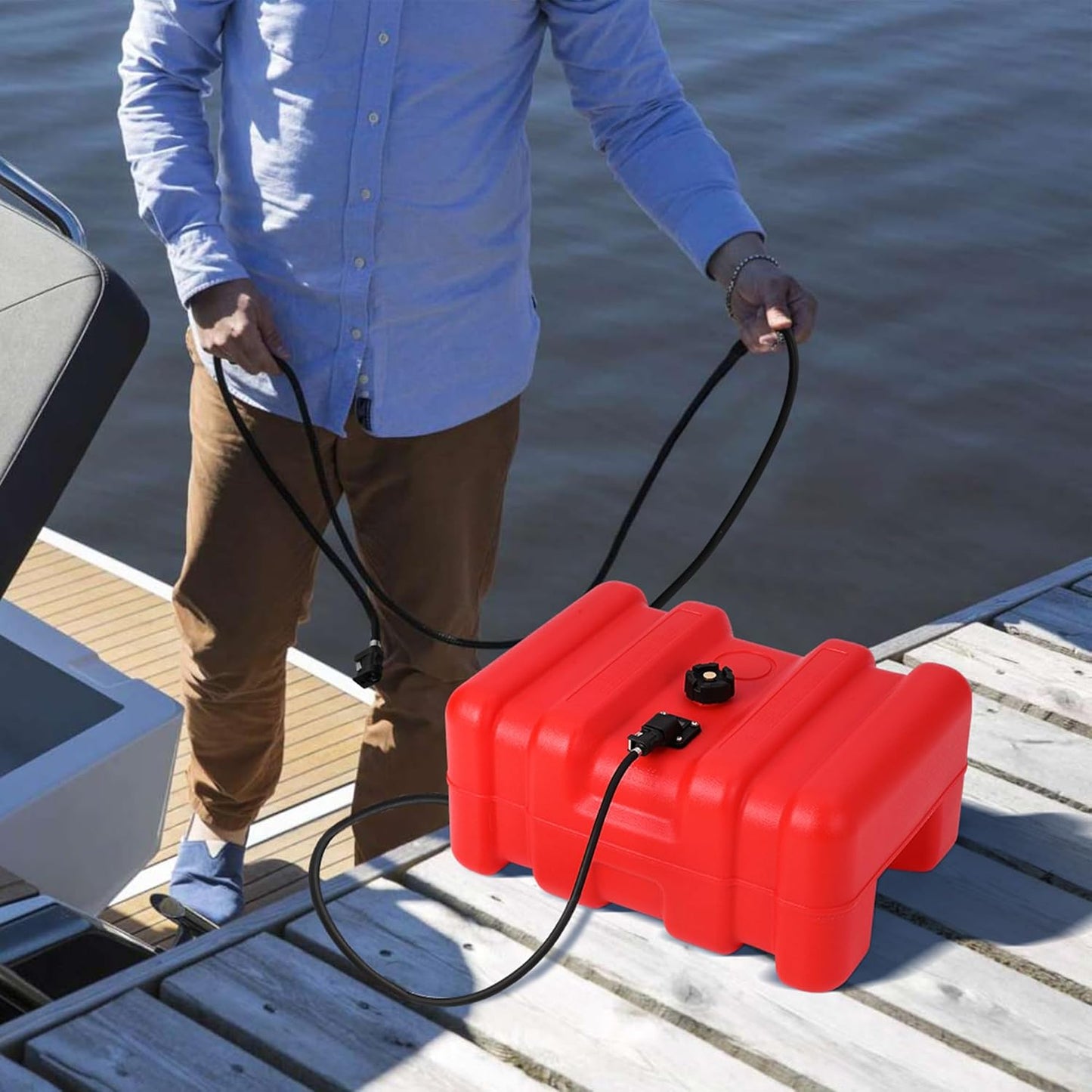 Riedhoff Marine Tank, with Line and Hand Pump, Red