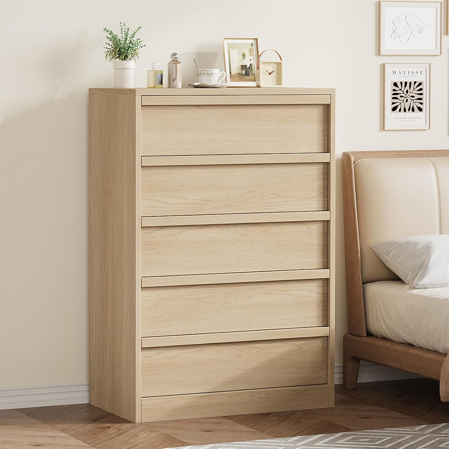 Garvee Vertical Chest of Drawers with 5 Drawers, 29.5 x 15.9 x 43.3"