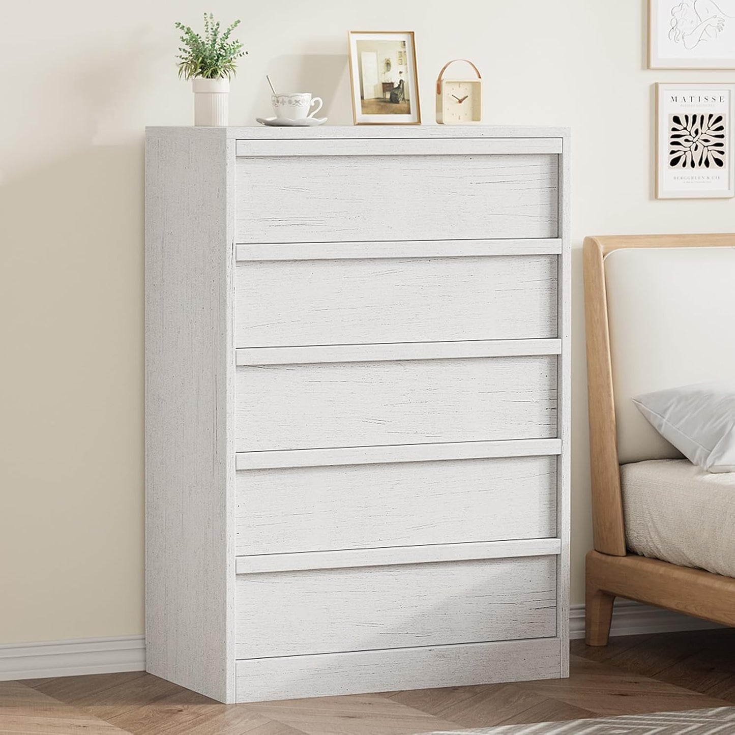 Garvee Vertical Chest of Drawers with 5 Drawers, 29.5 x 15.9 x 43.3"