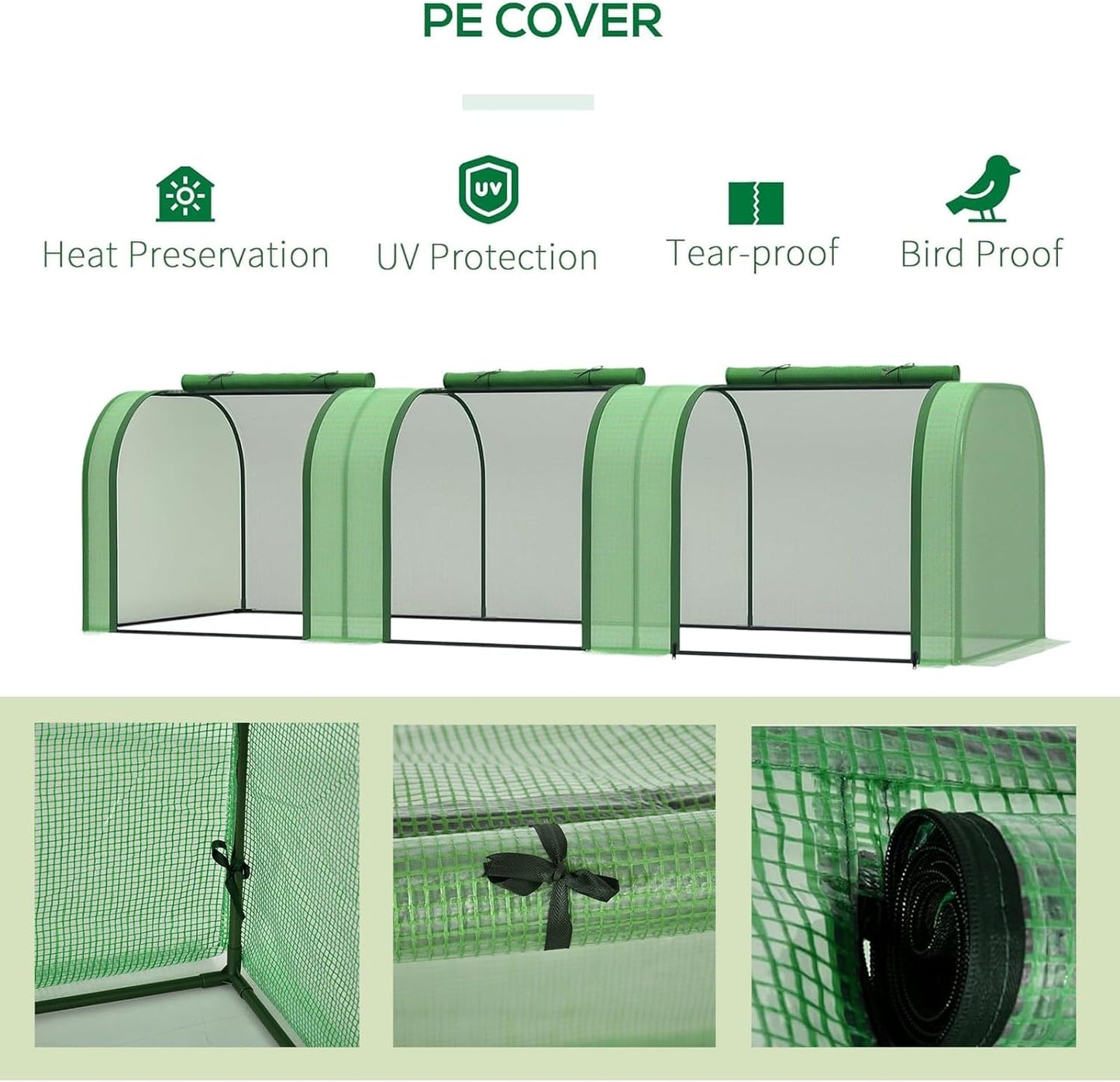 Garvee Mini Greenhouse 116.93 x 39.37 x 31.5 inch, PE Cover with Roll-up Zipper Door