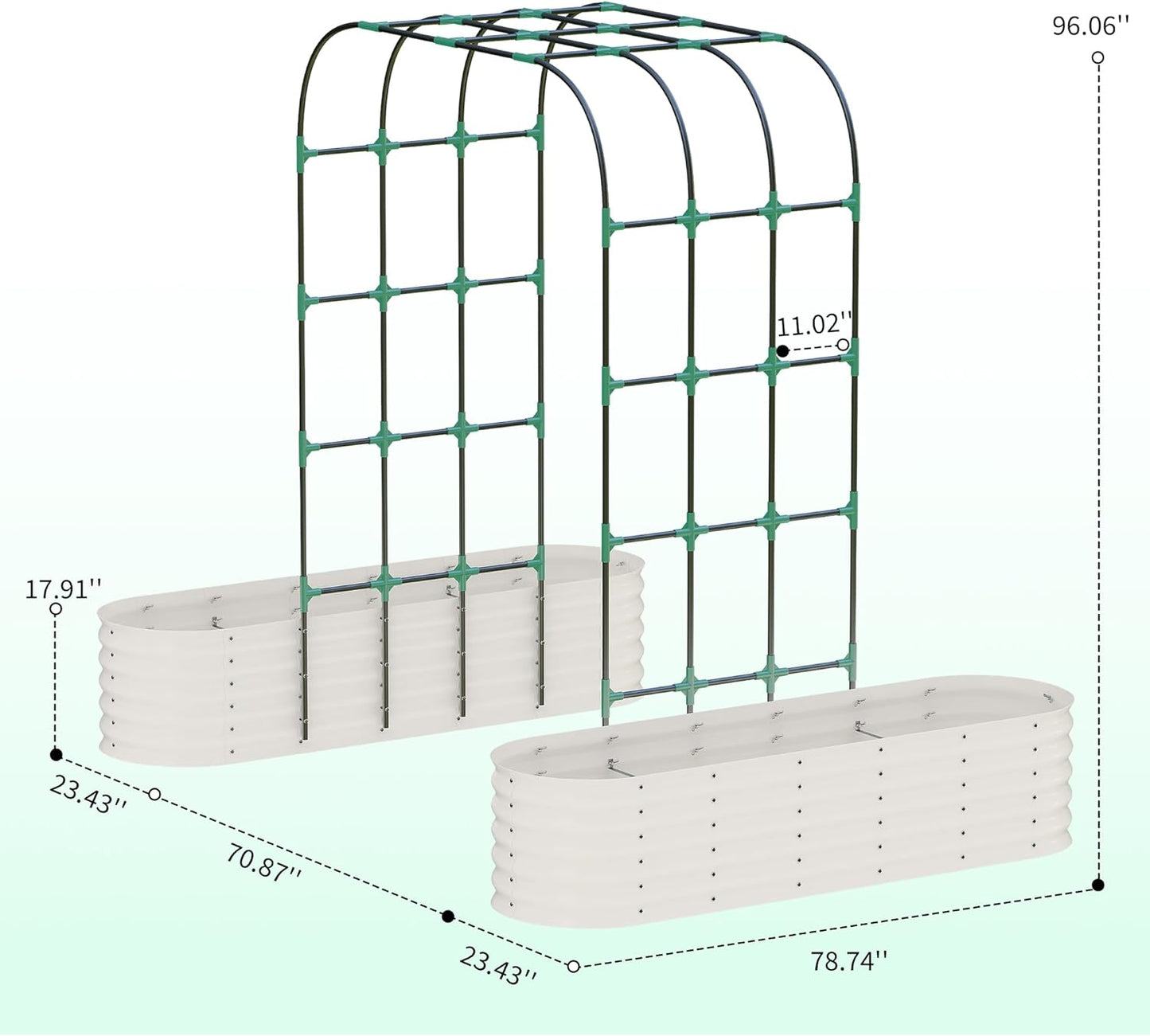 Goldensoil Raised Garden Bed with 95" H Tall Arch Trellis for Climbing Vegetables Flowers