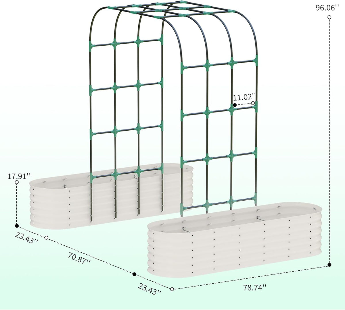 Riedhoff 2 Pack Raised Garden Bed Kit 6.56*1.96*1.47', with 7.87' Tall Arch Trellis