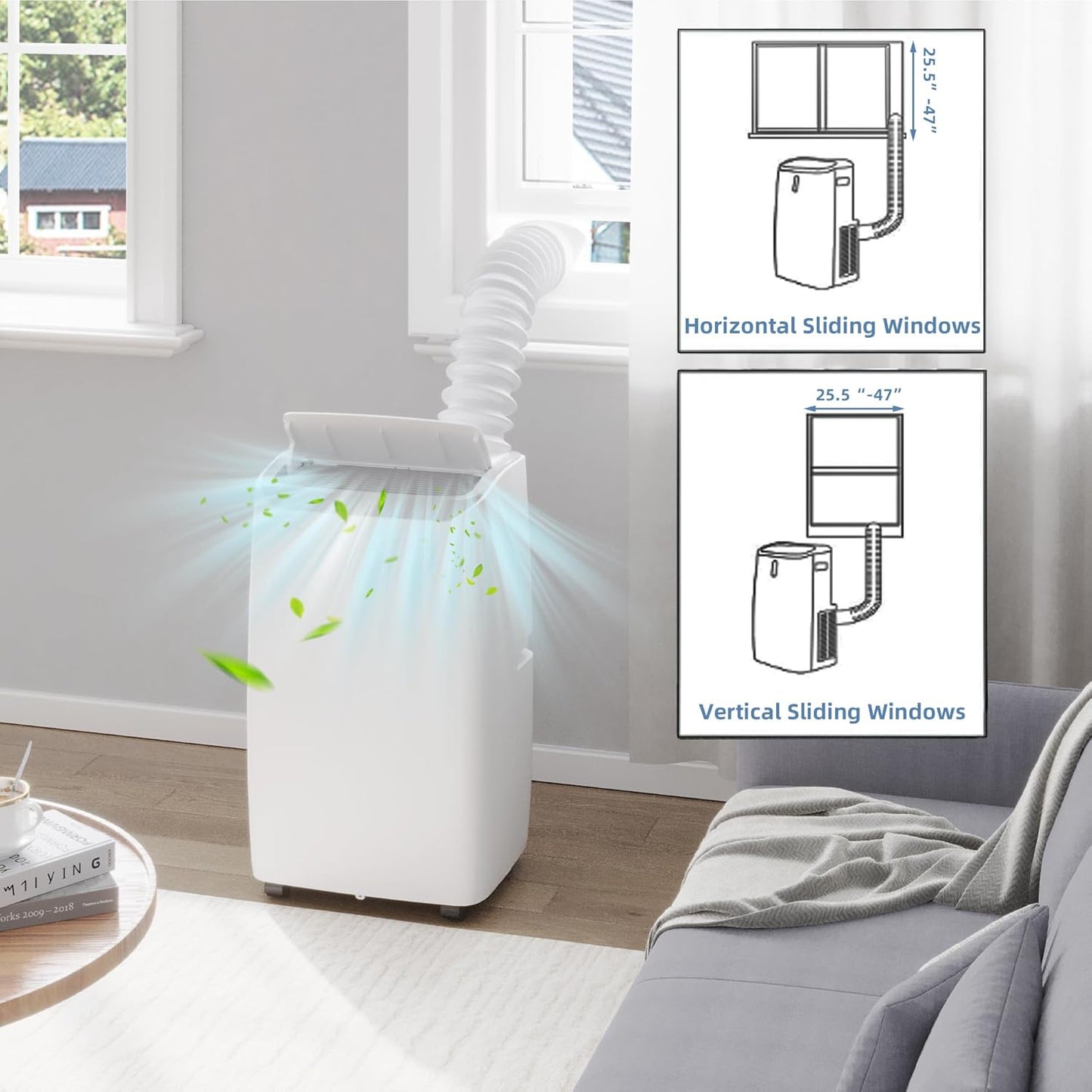Goldensoil 14000 BTU Portable Air Conditioners Cool up to 750 Sq.ft, 4 Modes with Large LED Display