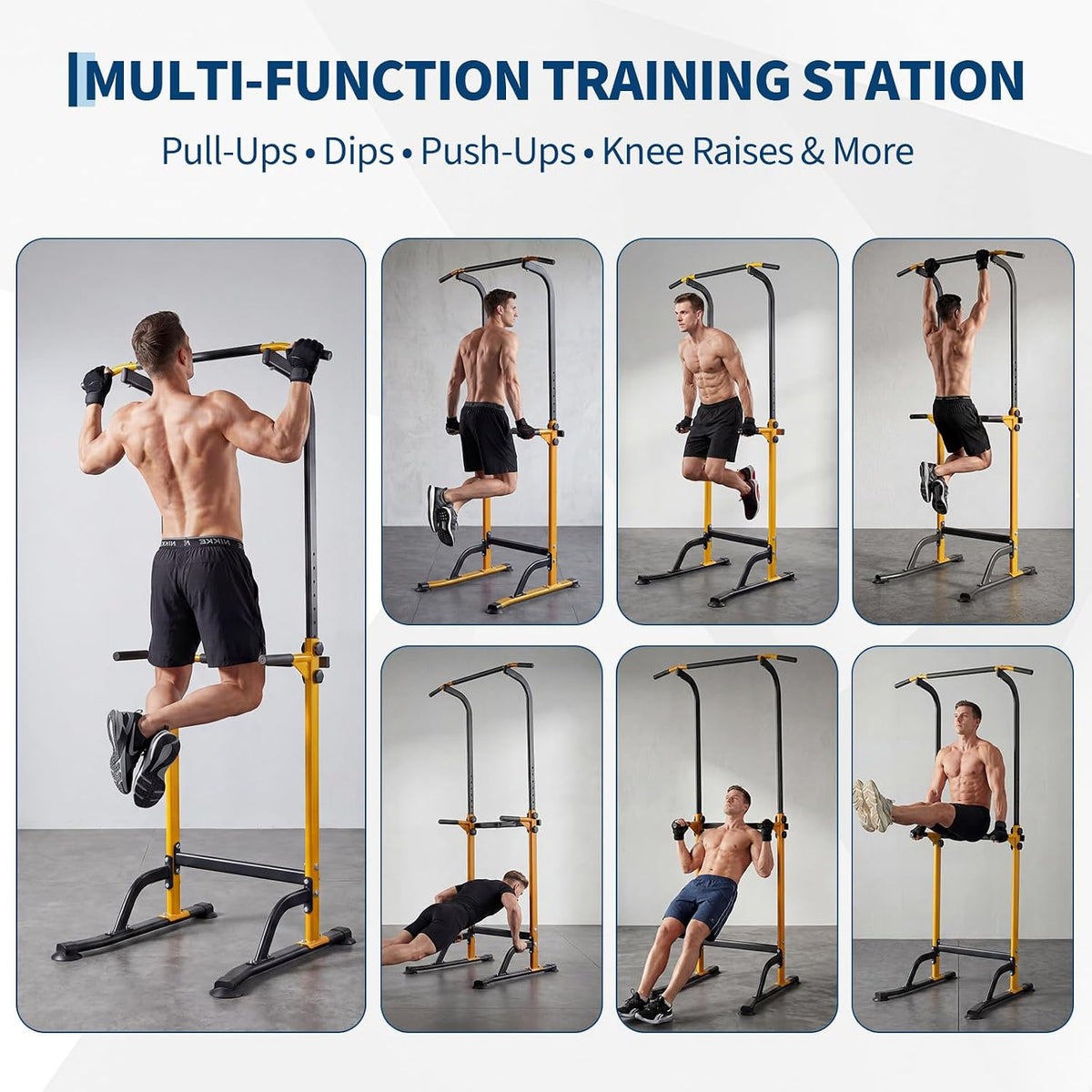 Riedhoff Power Tower Workout Station, Adjustable Pull Up Bar with Dip Bars, 10 Height Levels