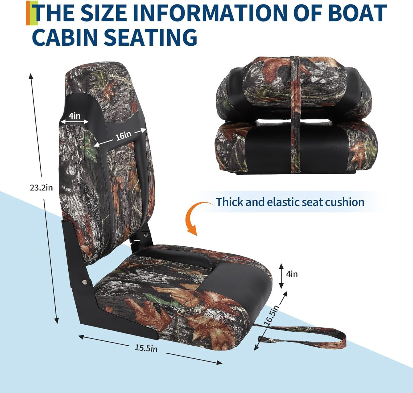 Garvee Folding Boat Seats, High Back, 2 Pack, Thick Sponge Padding and Hinge