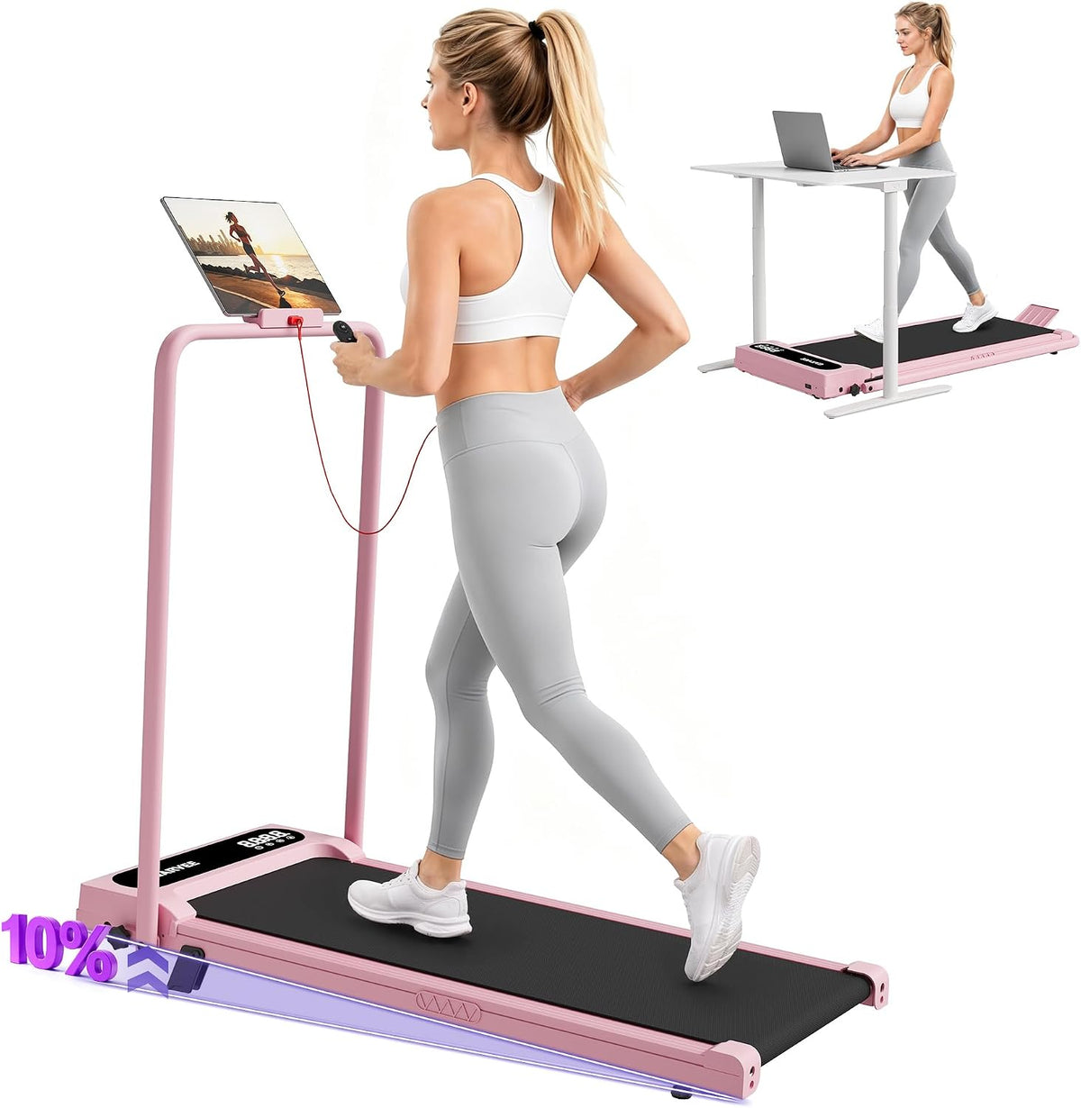 Riedhoff Folding Walking Pad Treadmill for Home, 3.0 HP Under Desk Treadmill with Smart APP