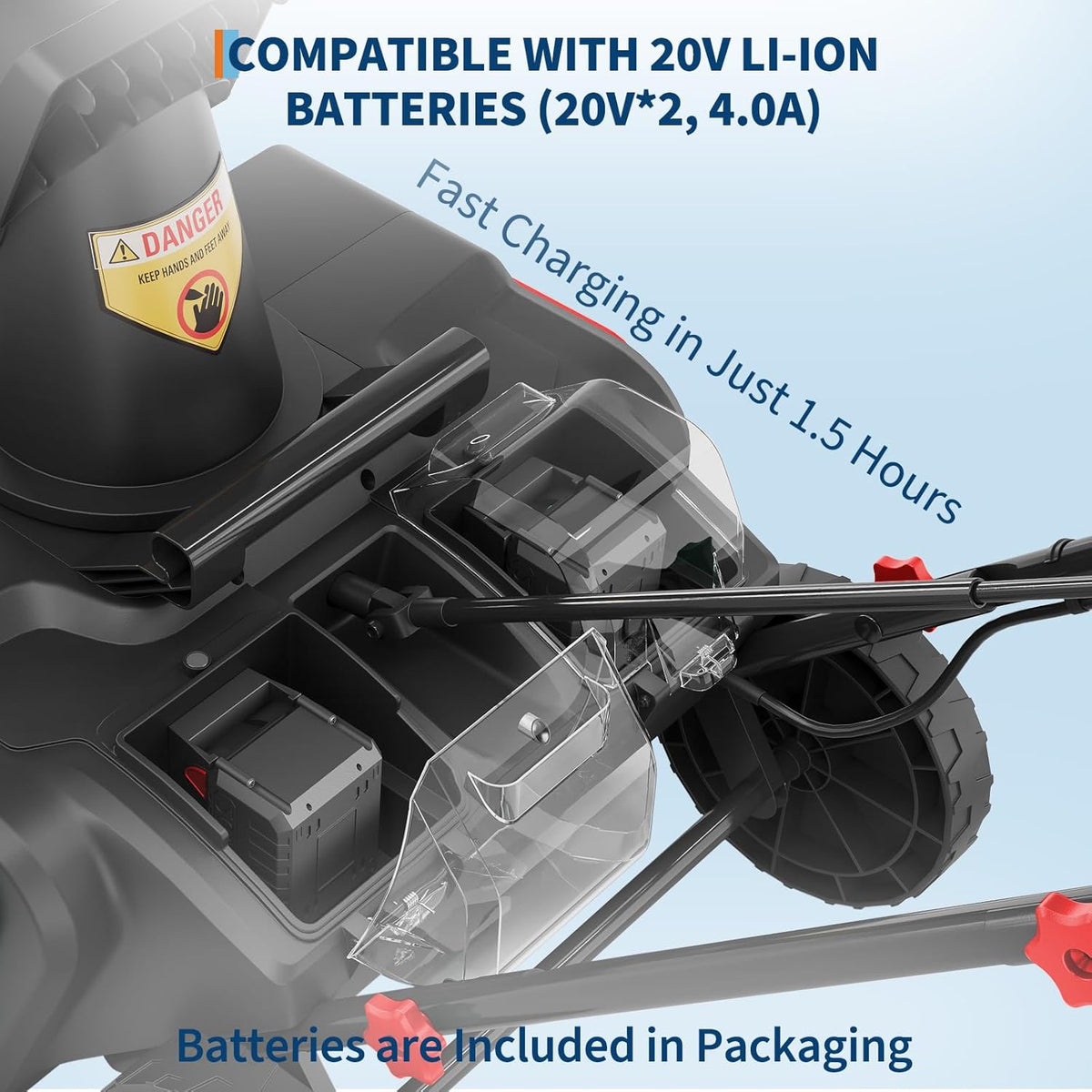 Riedhoff Electric Snow Blower, 20" Clearing Path, 40V 4 Ah Battery, 25 ft Throwing Distance
