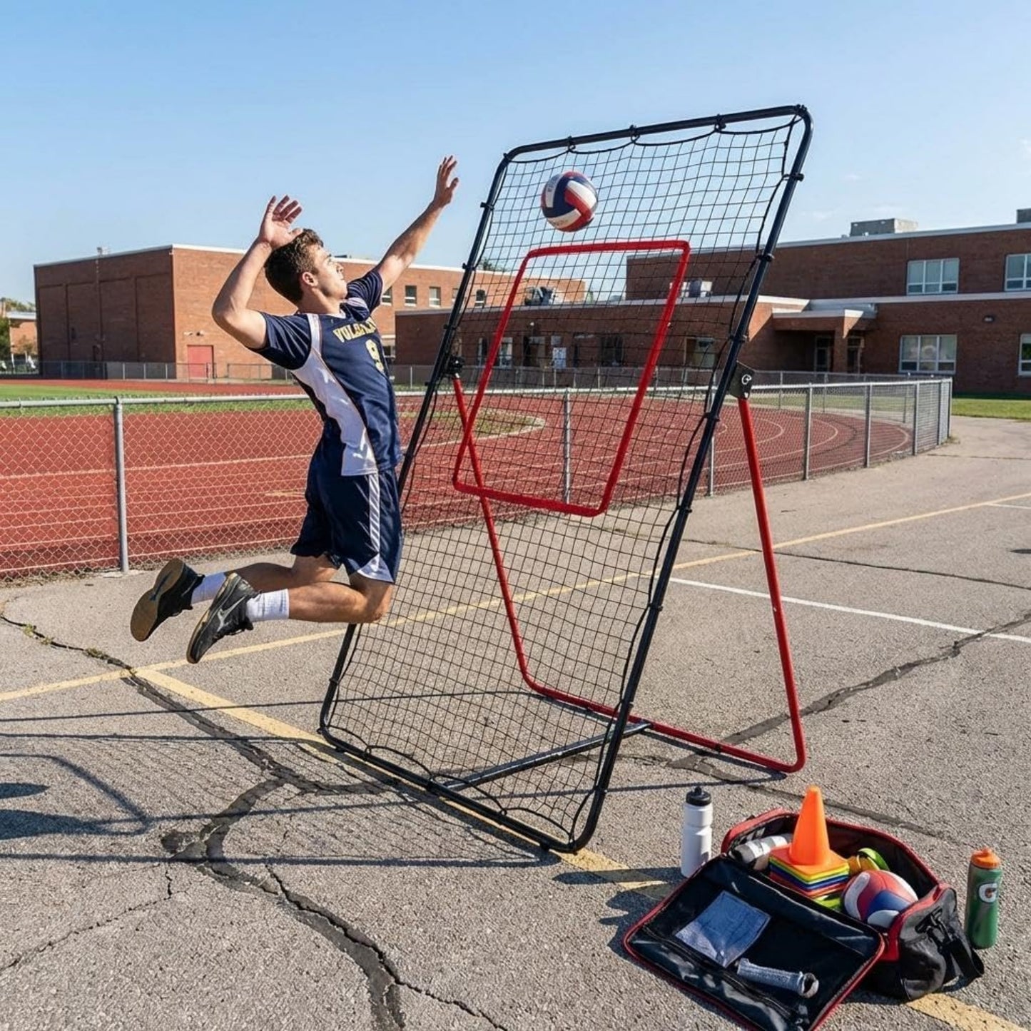 Riedhoff Volleyball Rebounder Net 7 x 4 ft, Large Training Bounce Back Net