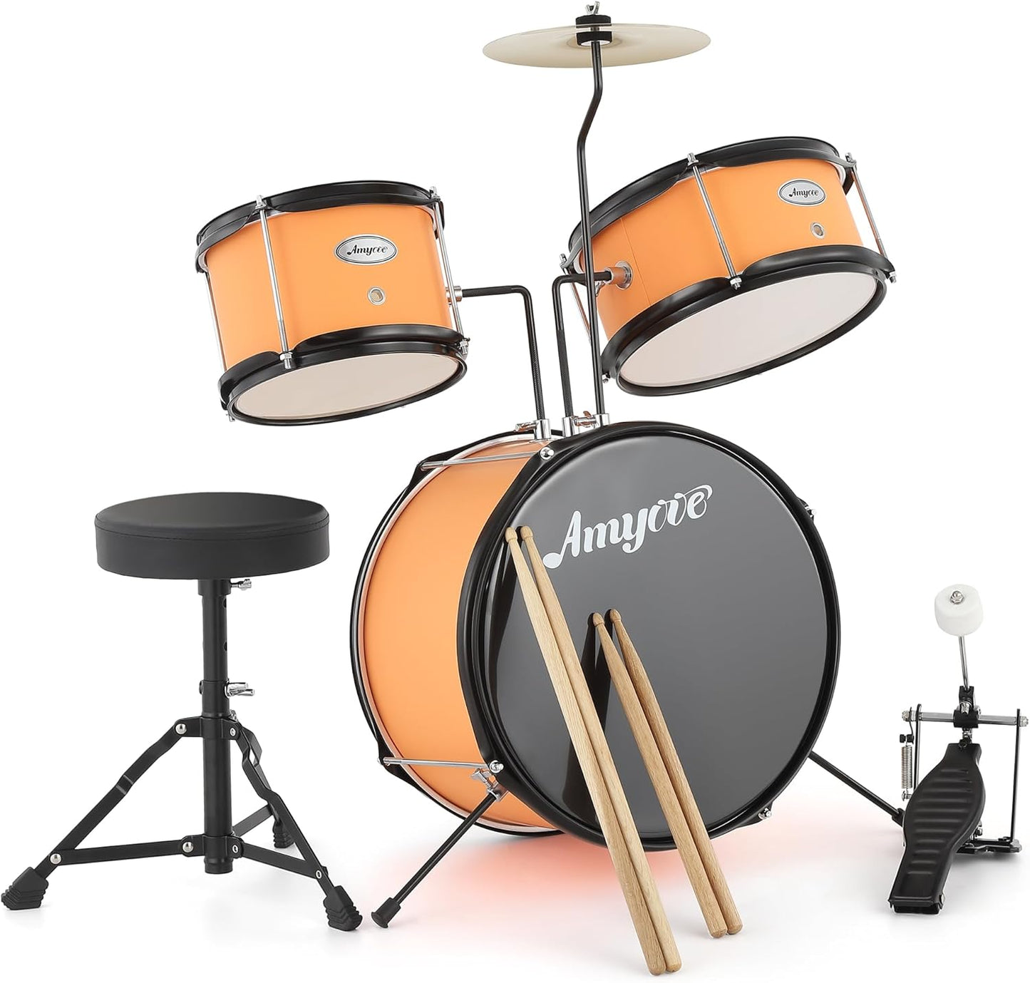 Garvee 3 Piece Beginner Drum Set for Kids Juniors, with Drum Sticks & Drum Throne Seat