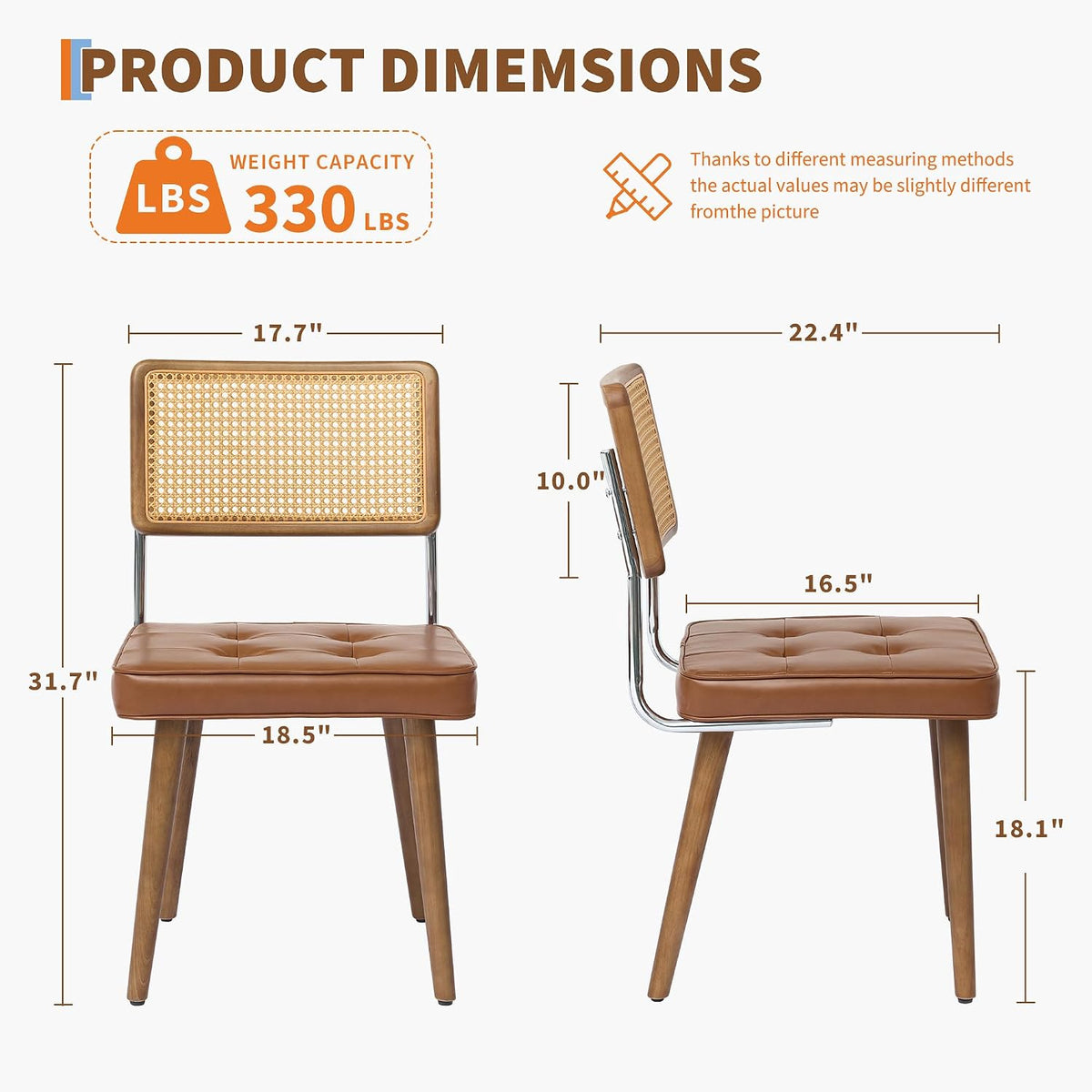 Riedhoff Rattan Dining Chairs, 22.4 x 18.5 x 31.7", Set of 2
