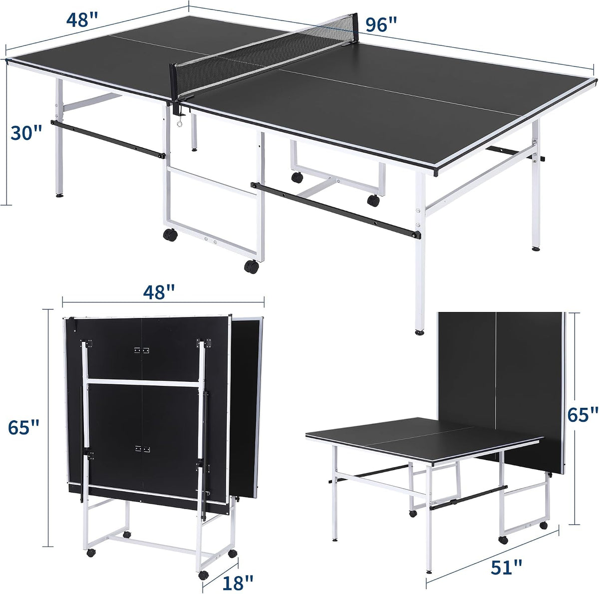 Riedhoff Portable Table Tennis Table with 2 Paddles & 3 Balls