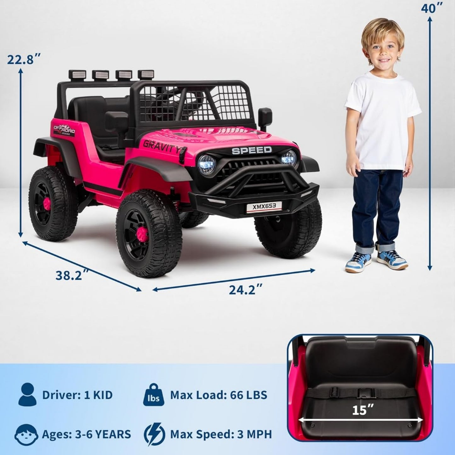 Garvee 12V Kids Ride on Car with Remote Controller, for Children 3-6 Years