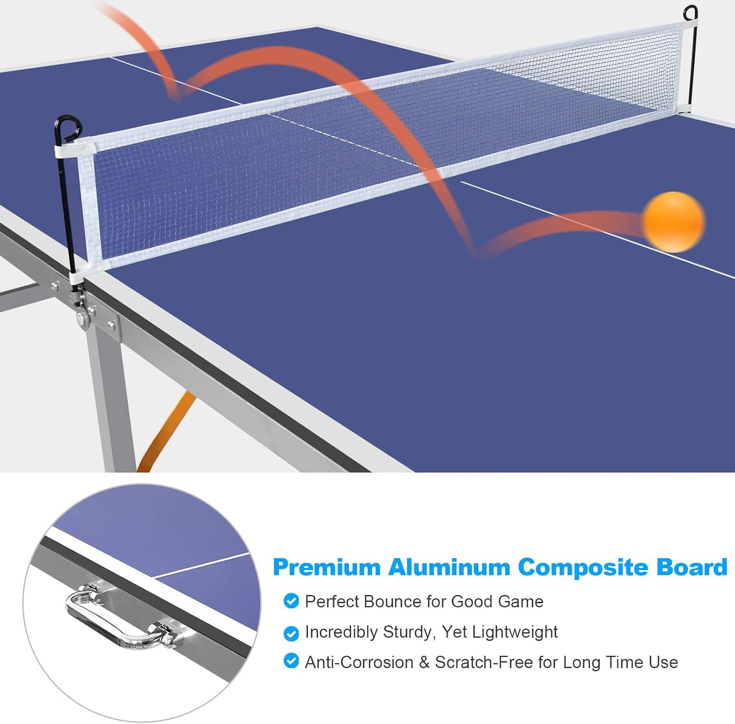 Riedhoff Portable Table Tennis Table, Ultra-Compact Design with Net, 2 Paddles & 3 Balls