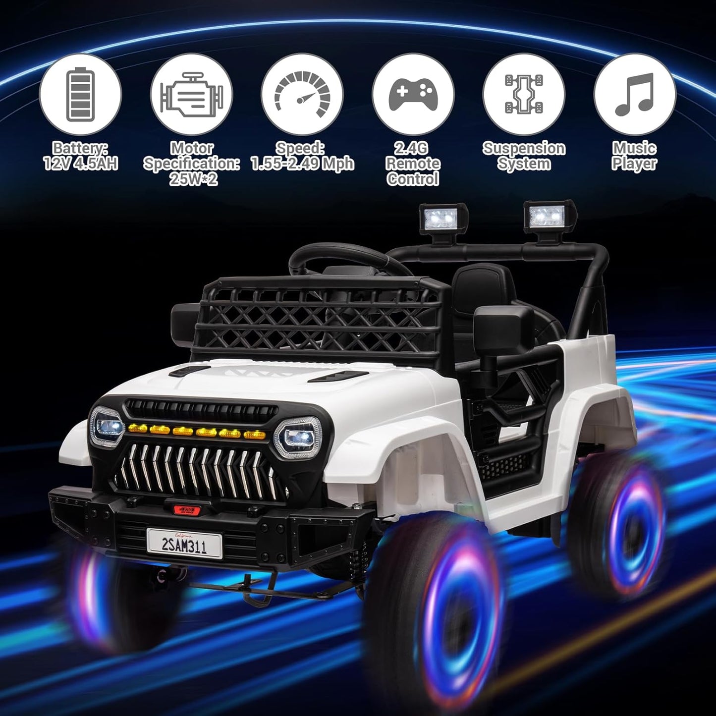 Garvee Kids Ride On Truck Car TR2311 with Remote Controller, LED Lights & Music, Age 3+