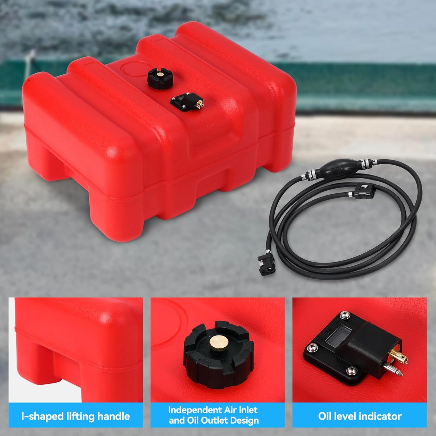 Riedhoff Marine Tank, with Line and Hand Pump, Red