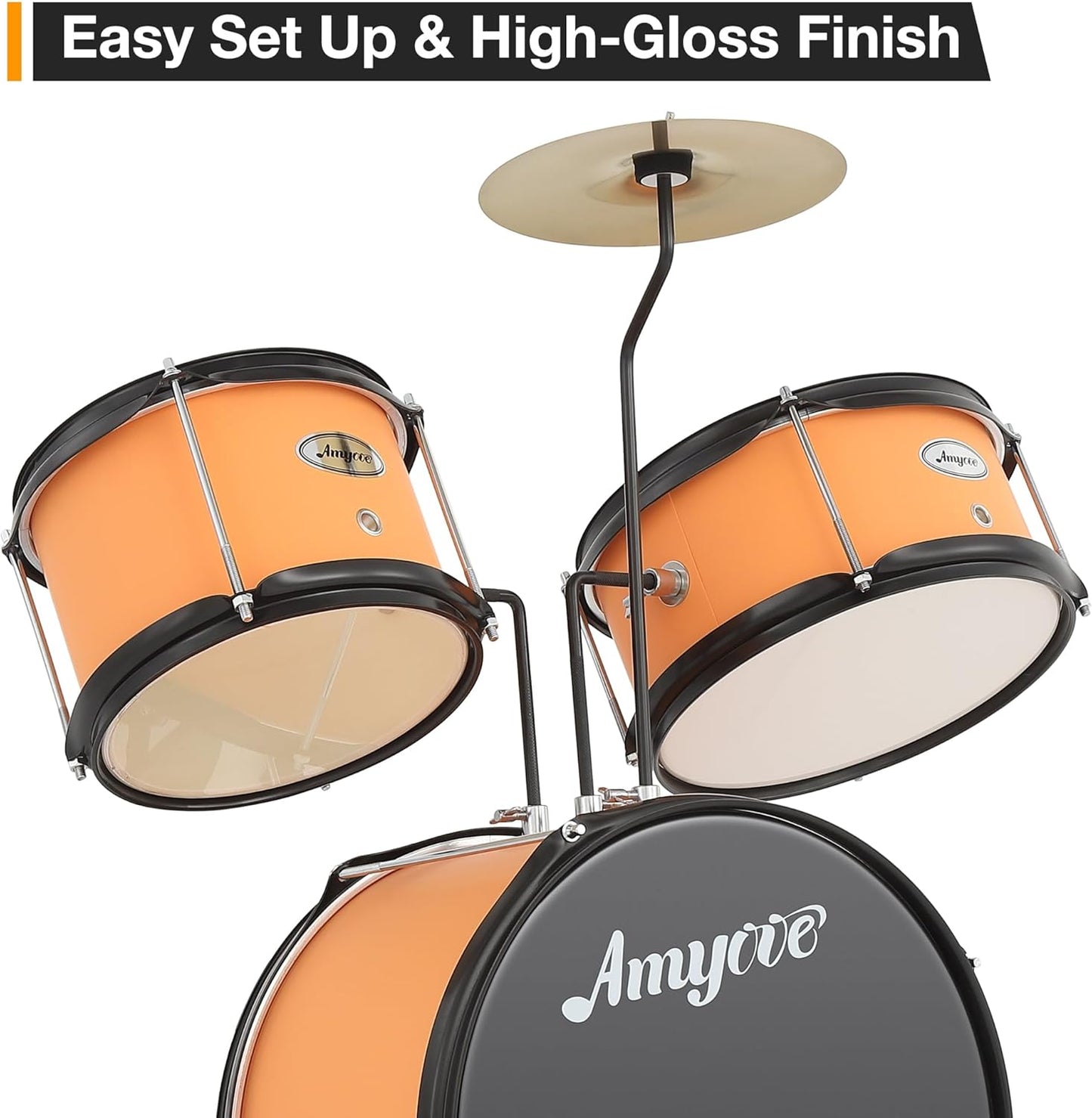 Garvee 3 Piece Beginner Drum Set for Kids Juniors, with Drum Sticks & Drum Throne Seat