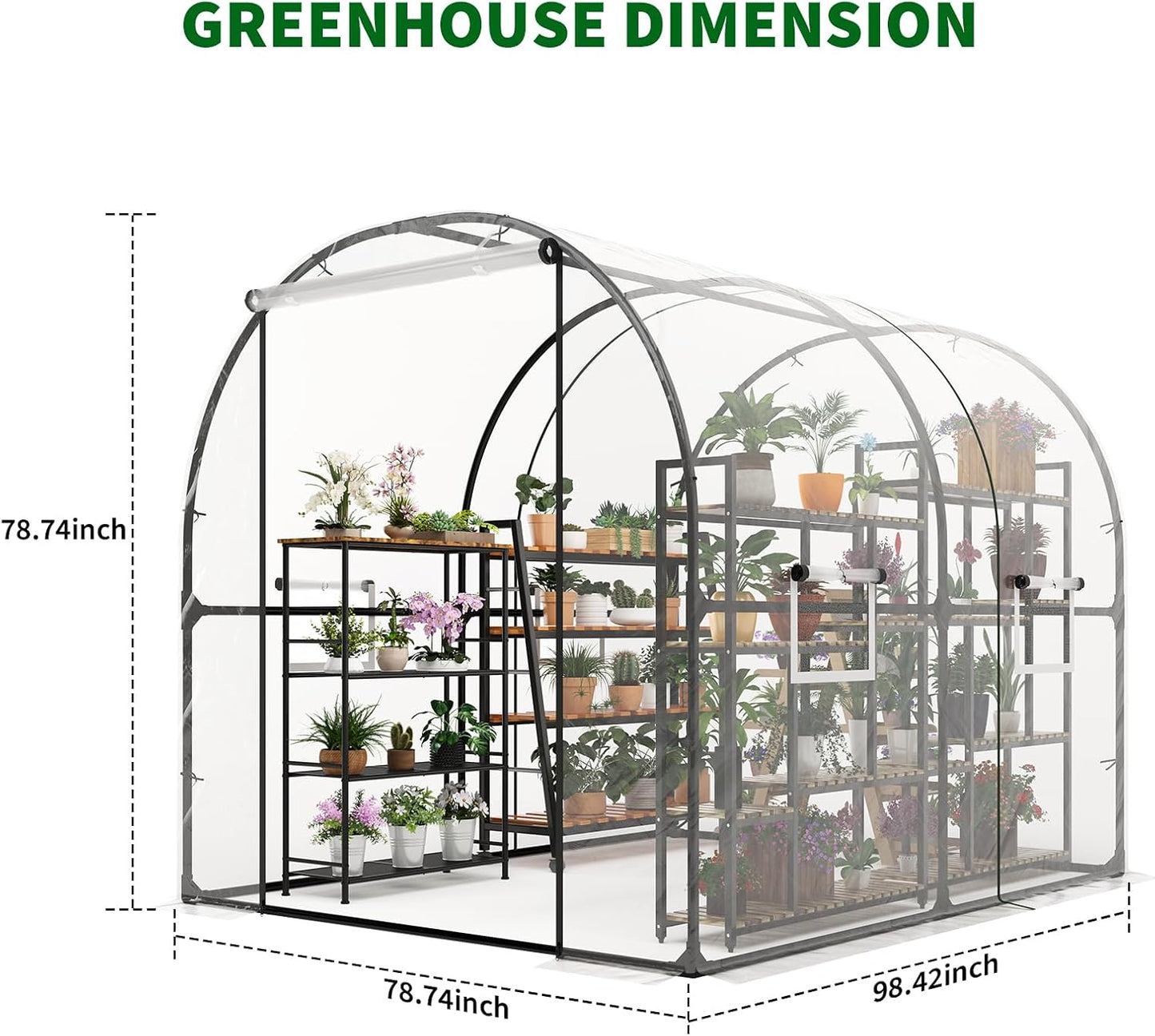 Garvee Portable Walk-in Greenhouse 98.42 x 78.74 x 78.74", Upgraded Heavy Duty Frame