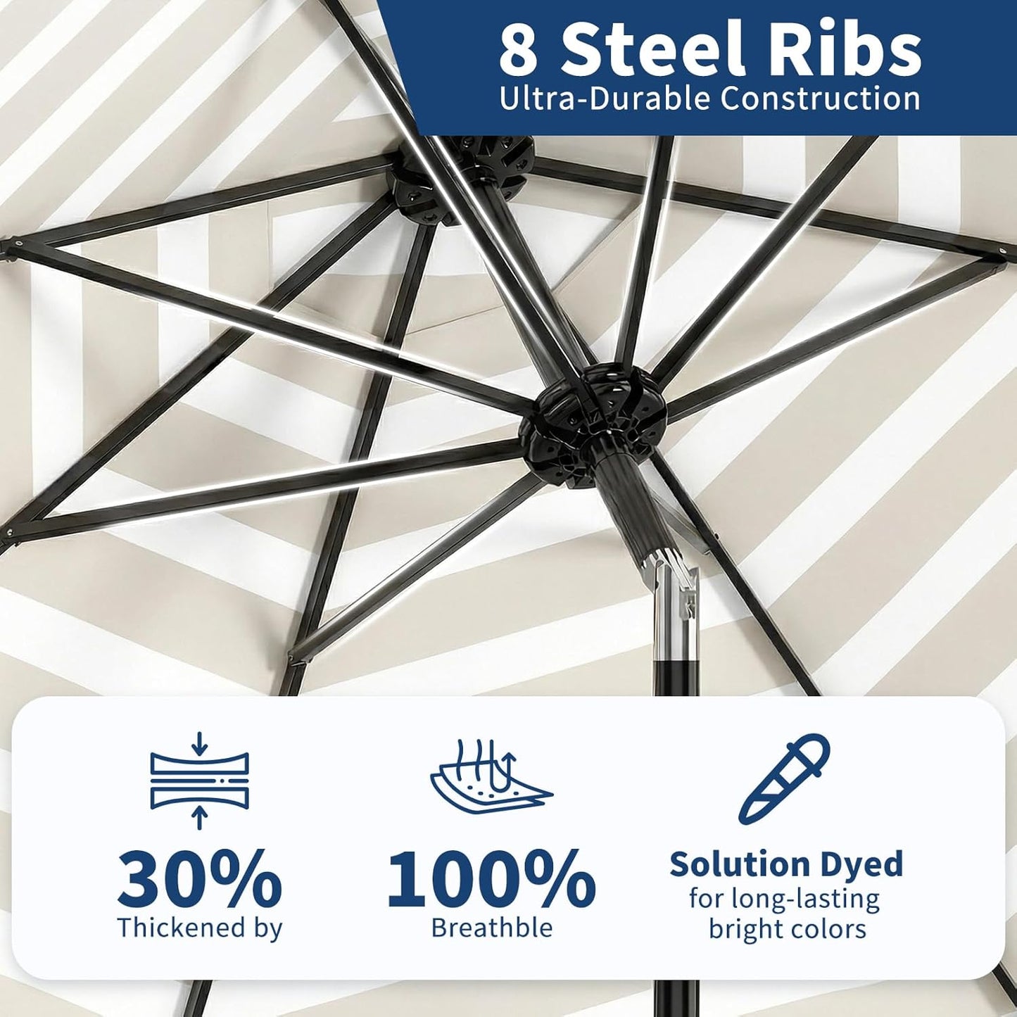 Garvee 9 ft Patio Table Umbrella, 8 Ribs, Crank Lift & Push Button Tilt
