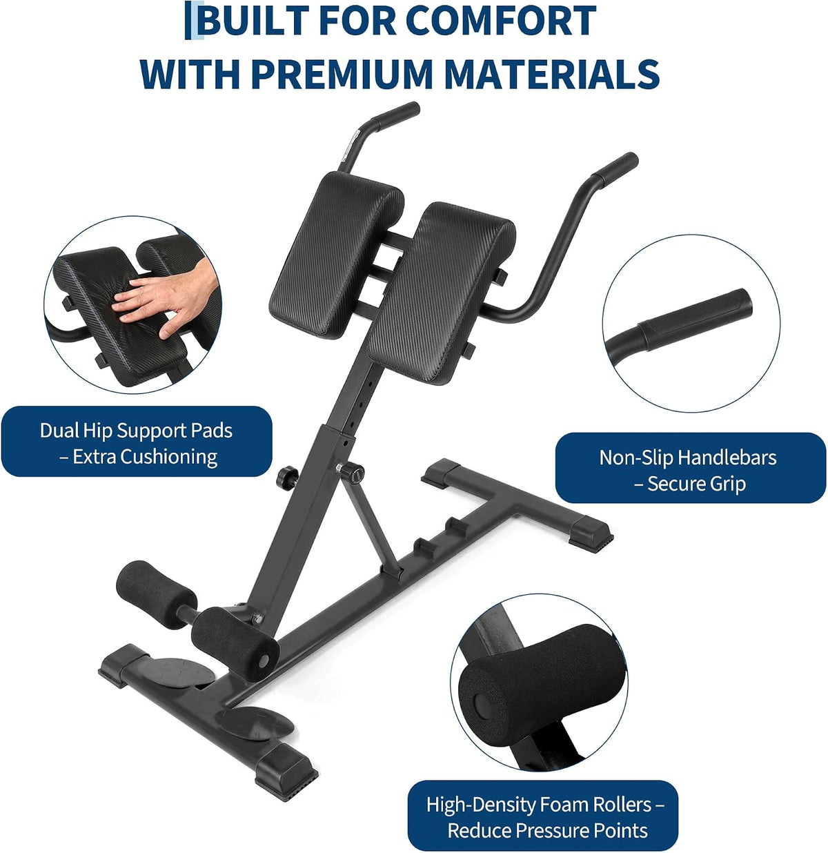 Riedhoff Roman Chair, Adjustable Hyperextension Bench, 25" to 37" Adjustable Height, 330 lbs