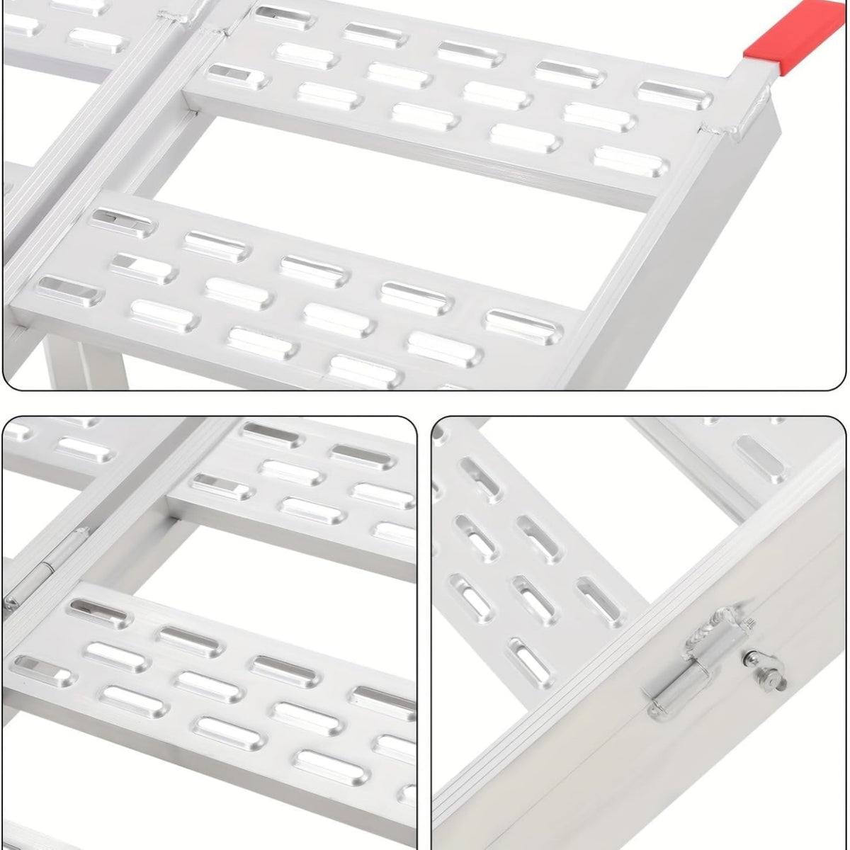 Riedhoff Tri-Fold Ramps, Atv Pickup Truck Ramps, 76" x 50", Silver