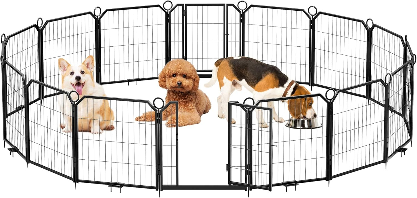 Garvee Metal Dog Playpen, Gate Included, Black
